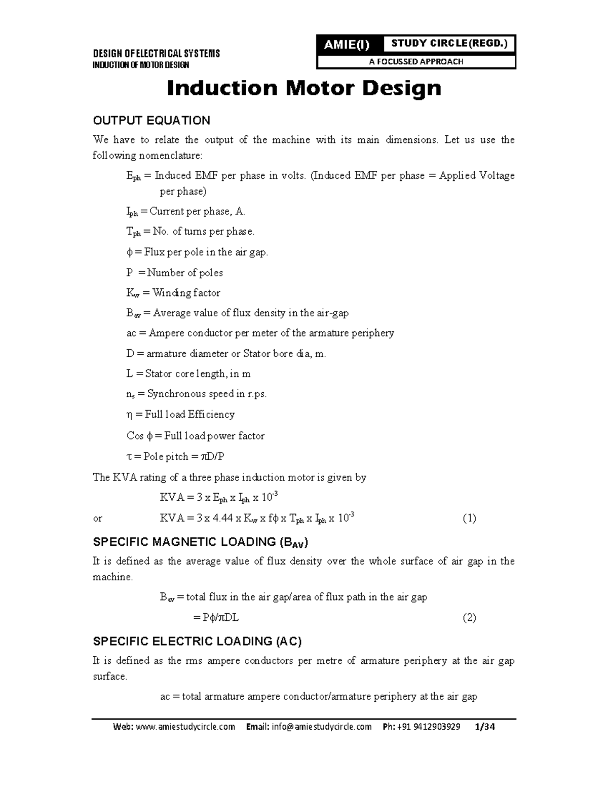 Induction-motor-design and calculation - DESIGN OF ELECTRICAL SYSTEMS ...