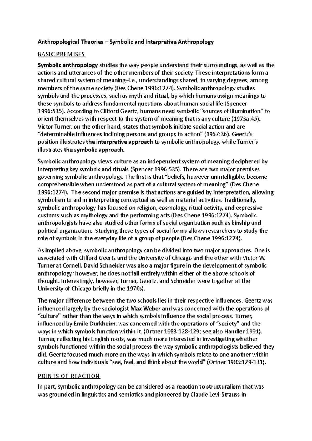 Symbolic and Interpretive Anthropology These interpretations form a