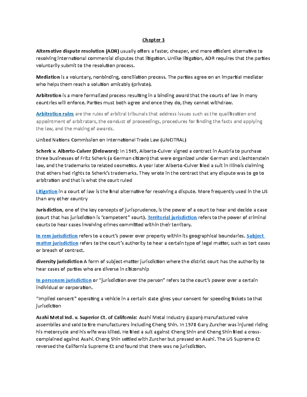 BLAW 497 test 2 notes - Chapters 3-4 - Chapter 3 Alternative dispute ...