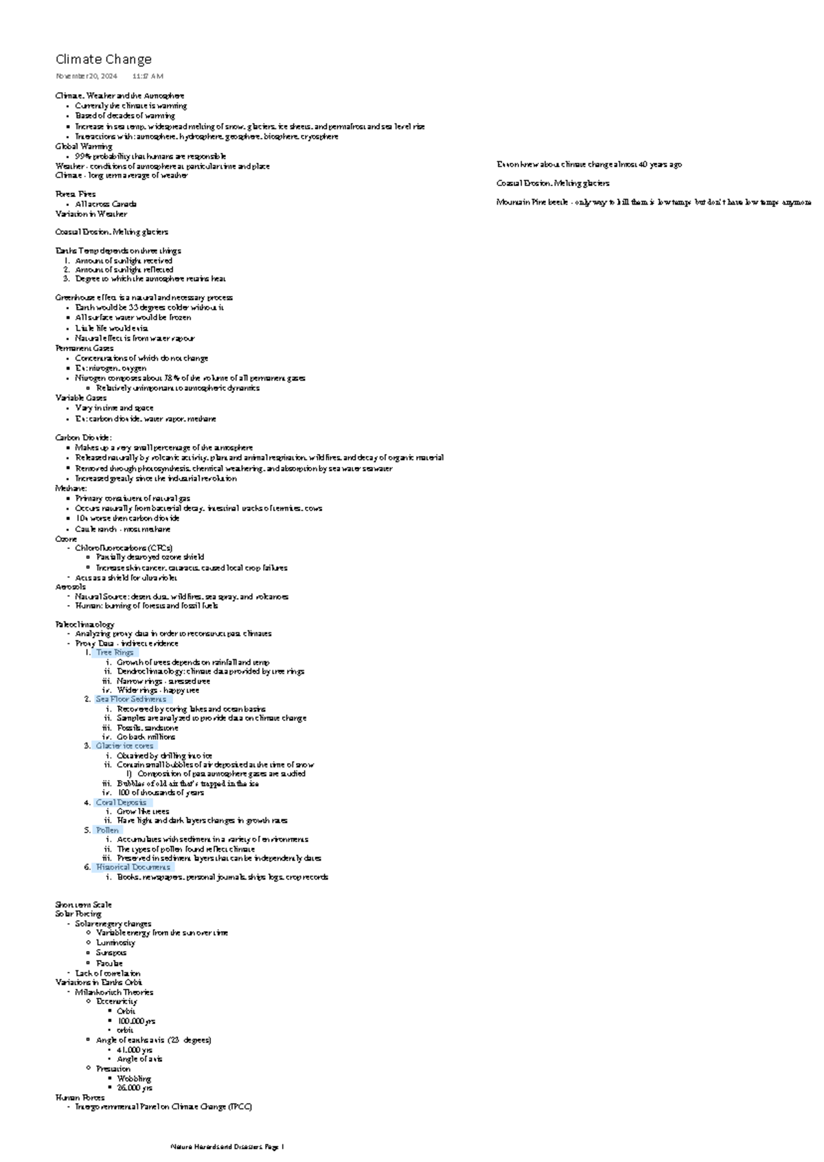 Climate Change - Notes - Climate, Weather and the Atmosphere Currently ...