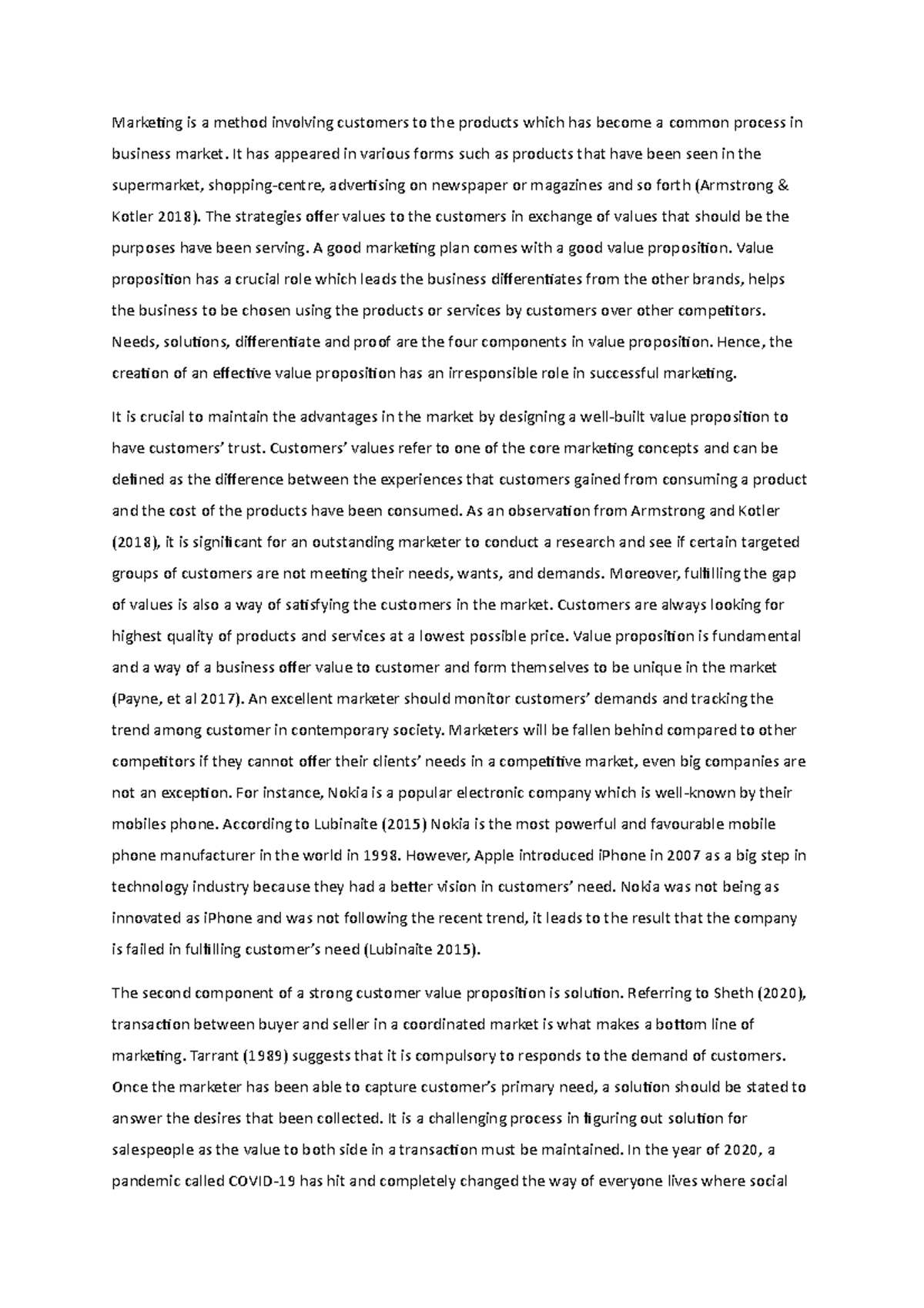 marketing principles essay