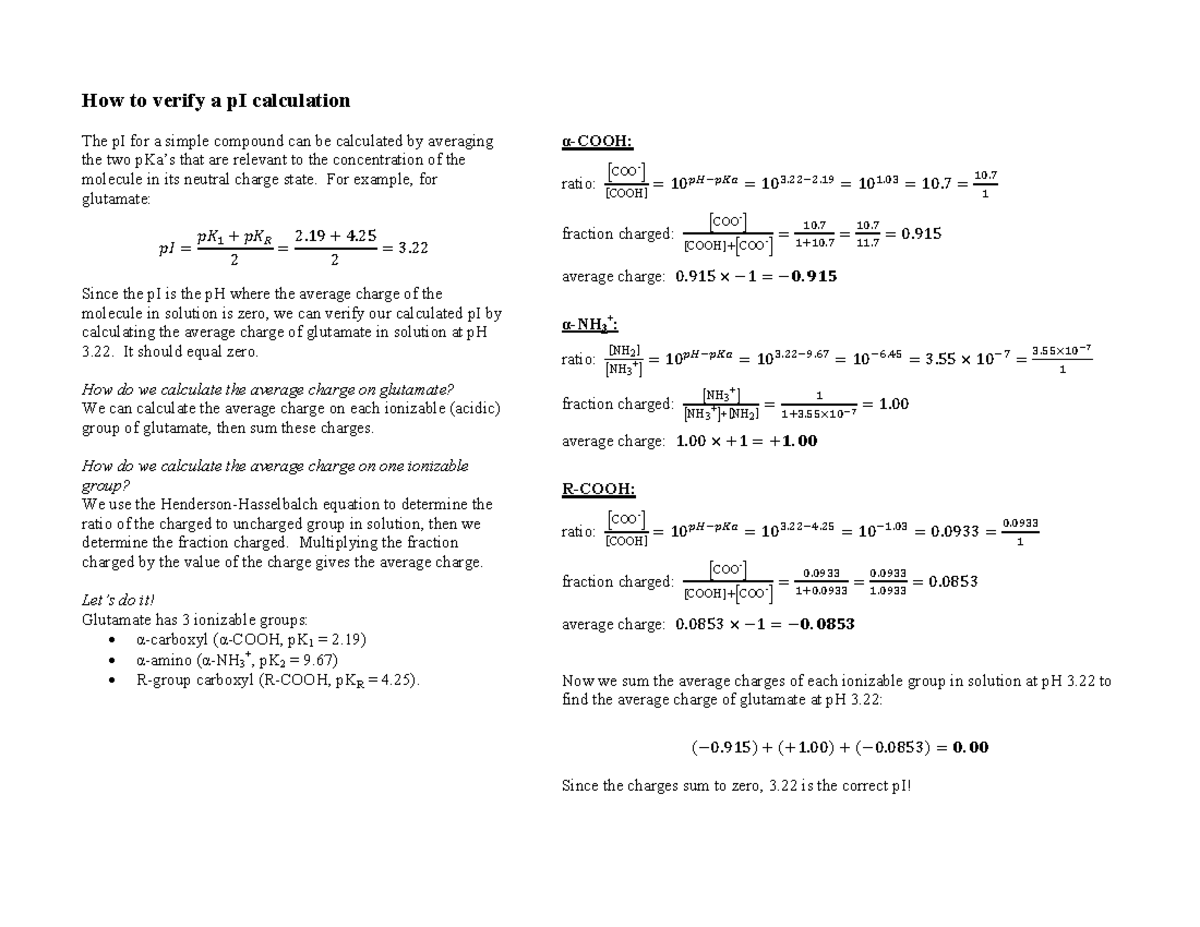 2. verify p I Ronning How to verify a pI calculation The pI for a