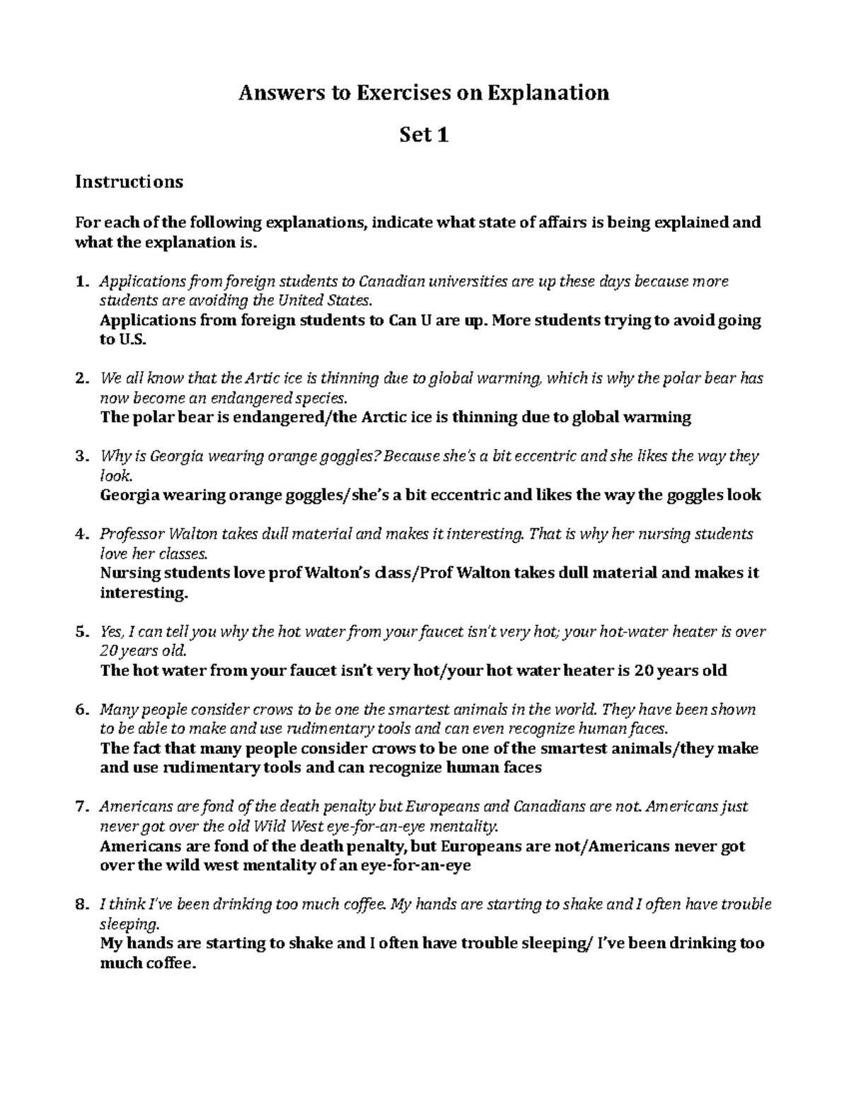 Answers to Exercises on Explanation - 1. Applications from foreign ...
