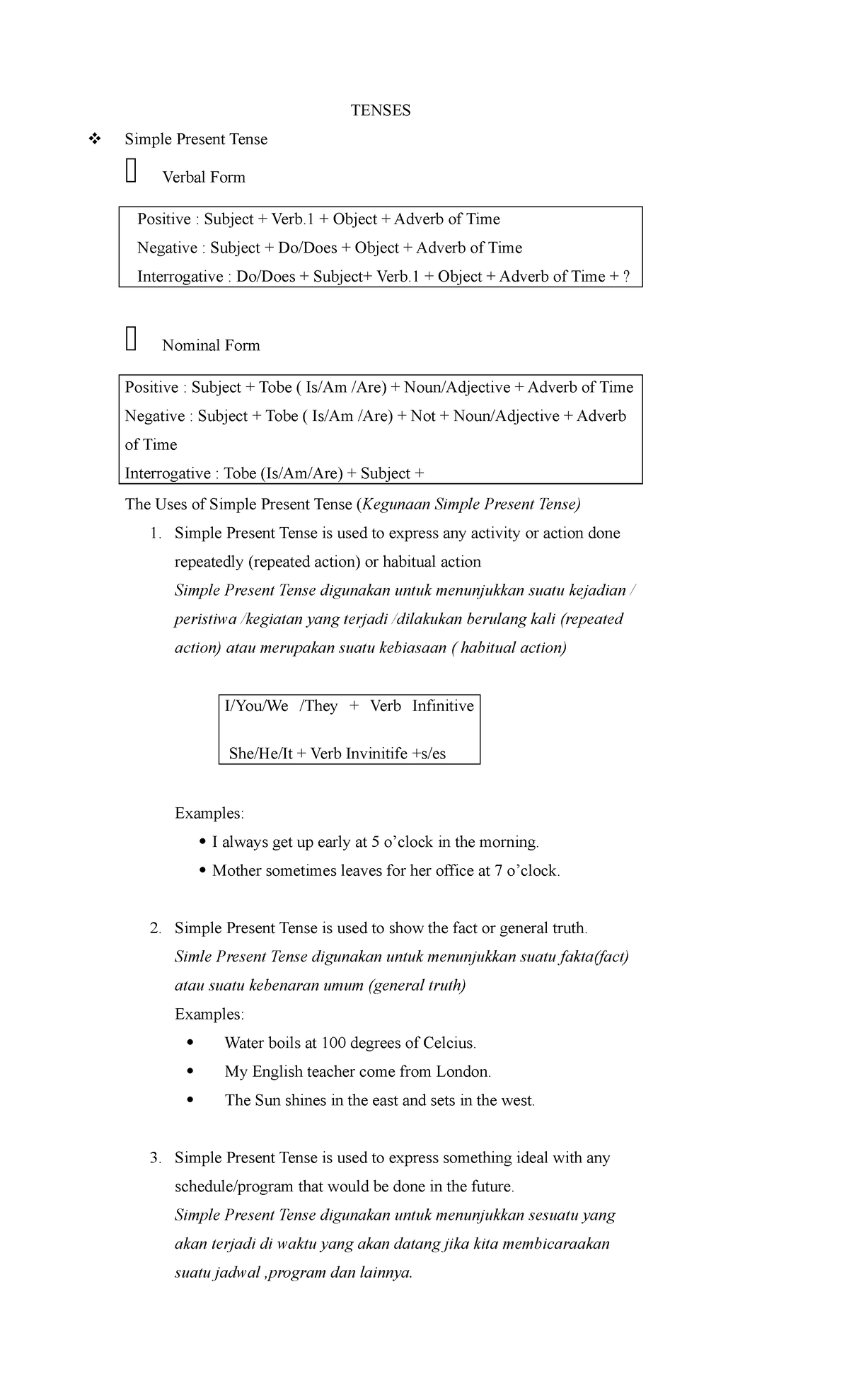 Tenses Simple Present Tense Is Used To Express Any Activity Or Action 