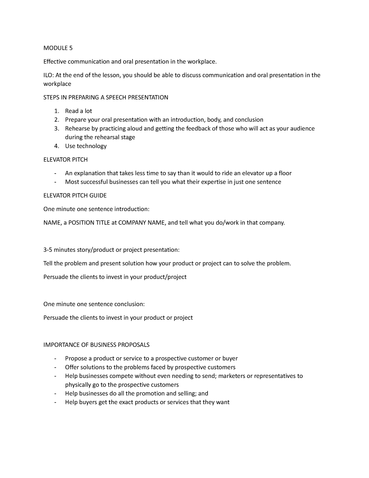 Module 5 - Mod 5 Notes - MODULE 5 E昀昀ec琀椀ve communica琀椀on and oral ...