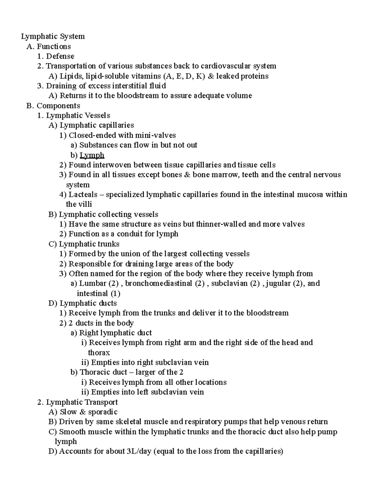 101-74d55f3cdda1755-Lymphatic System Notes - Lymphatic System A ...