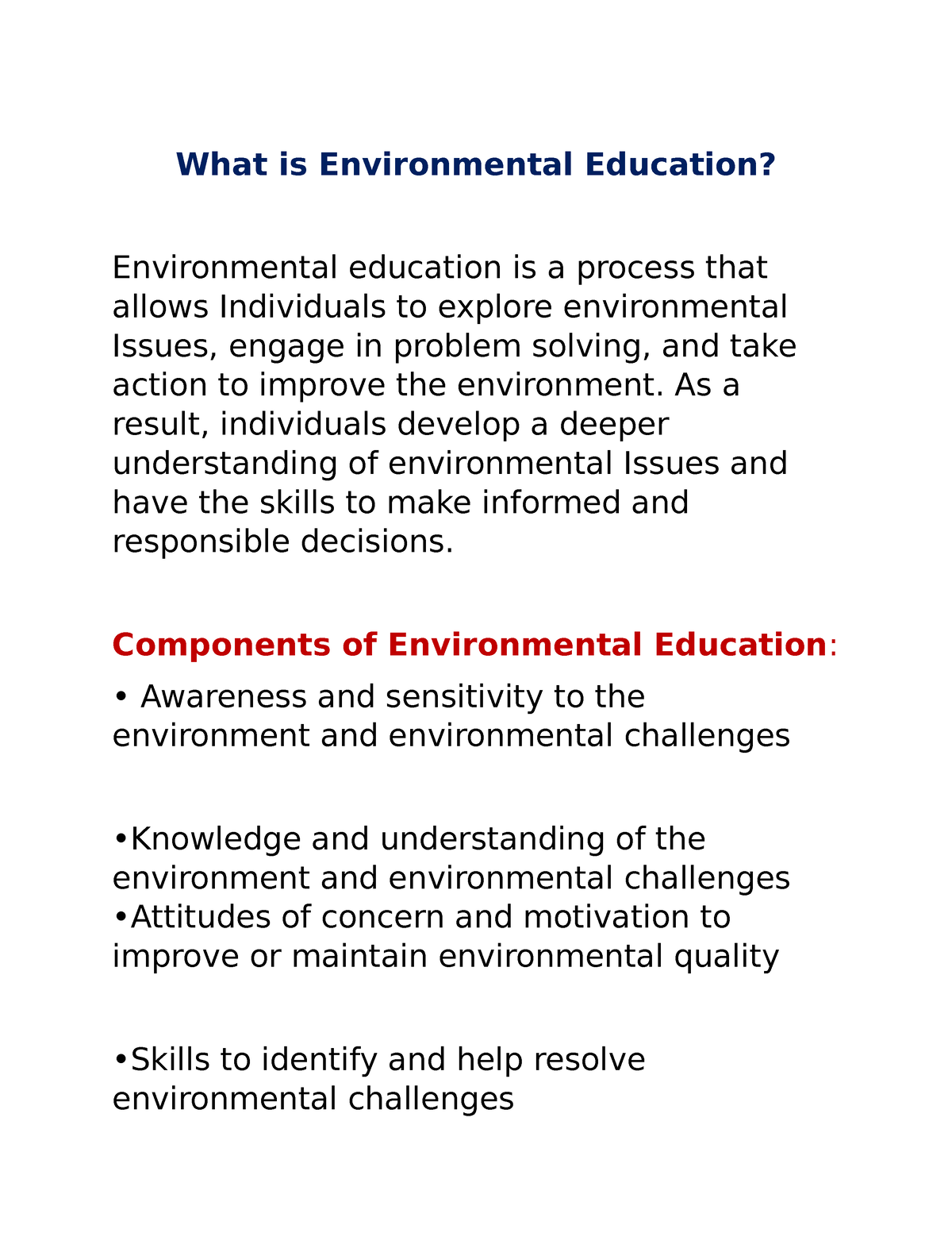 Environmental Science' - What Is Environmental Education? Environmental ...