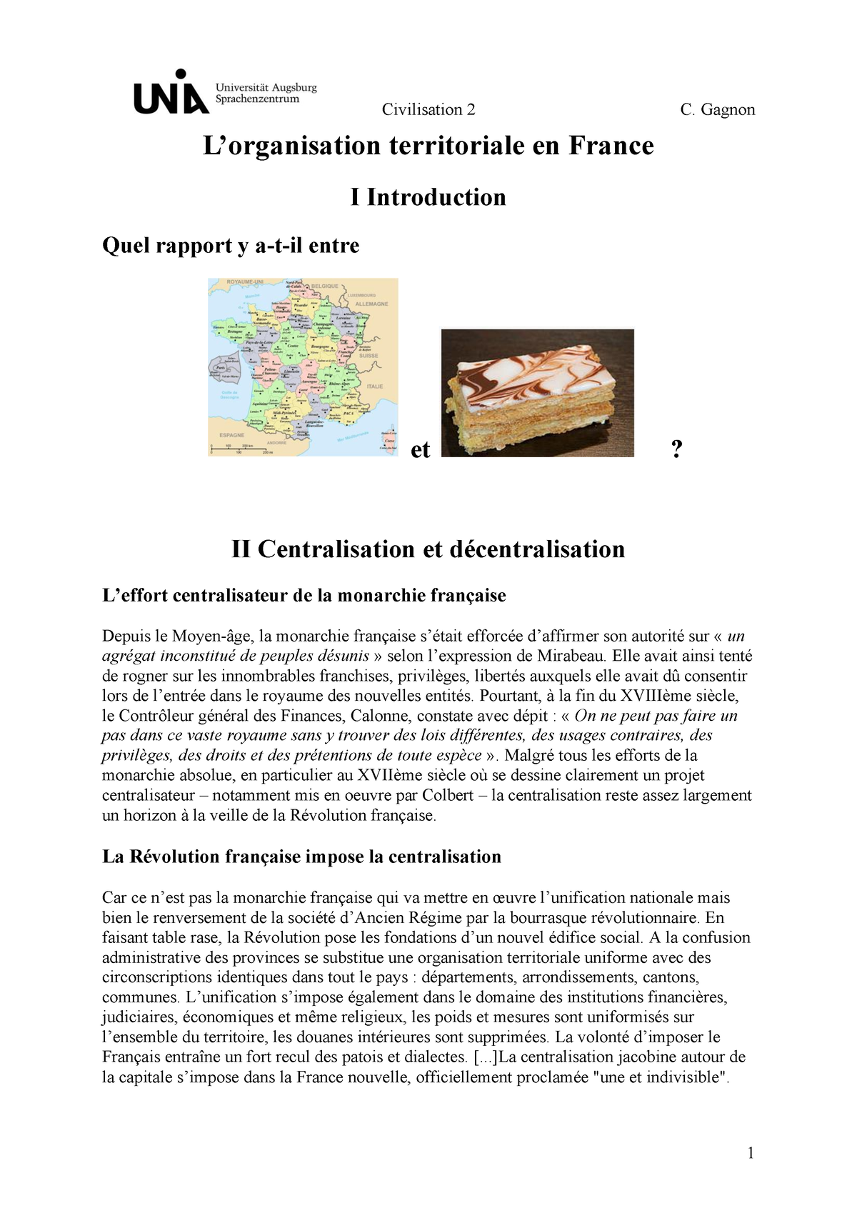 Centralisation Et Décentralisation - L’organisation Territoriale En ...