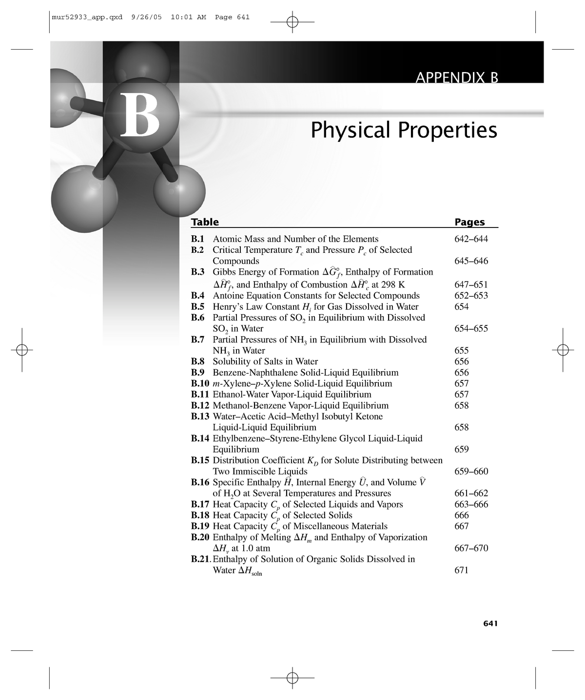 Physical Properties Table - B APPENDIX B Physical Properties Table ...