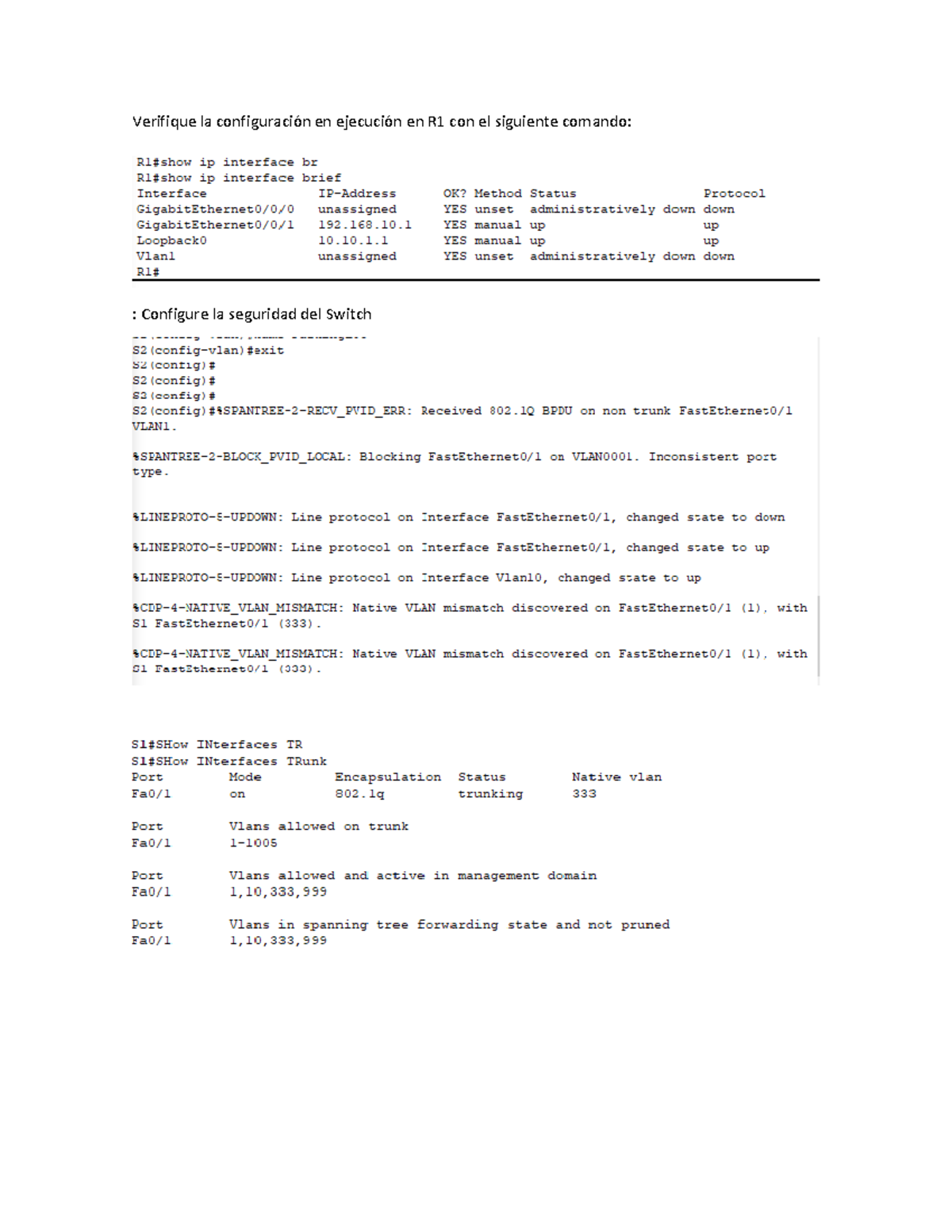 11.6.2 Lab Switch Security Configuration Verifique la configuración