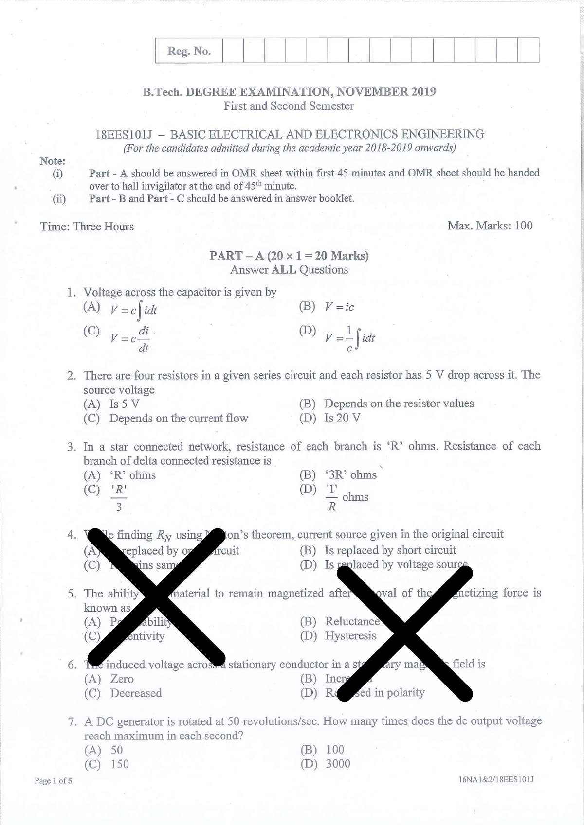 18EES101J -NOV 2019 Question - Basic Electrical And Electronics ...