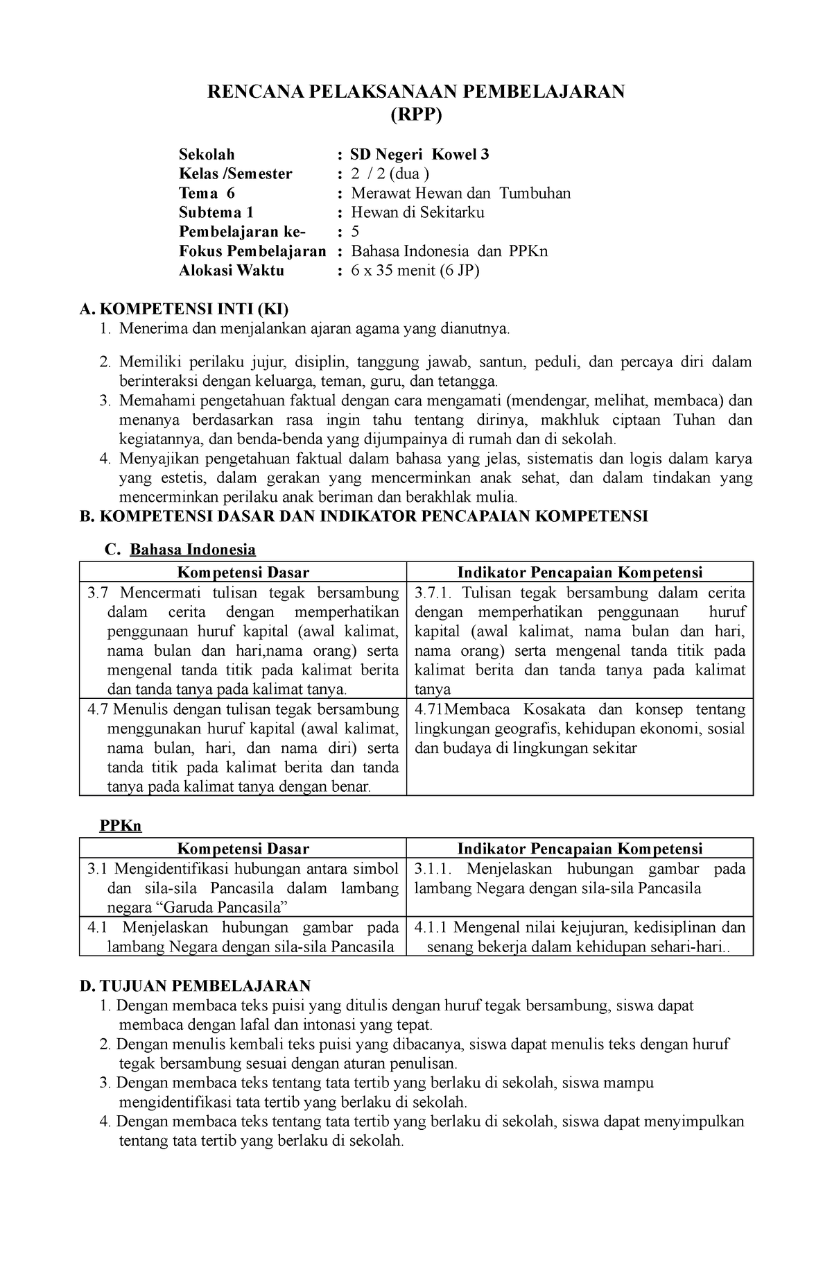 T6 S 1 PB 5 - Gbbb - RENCANA PELAKSANAAN PEMBELAJARAN (RPP) Sekolah ...