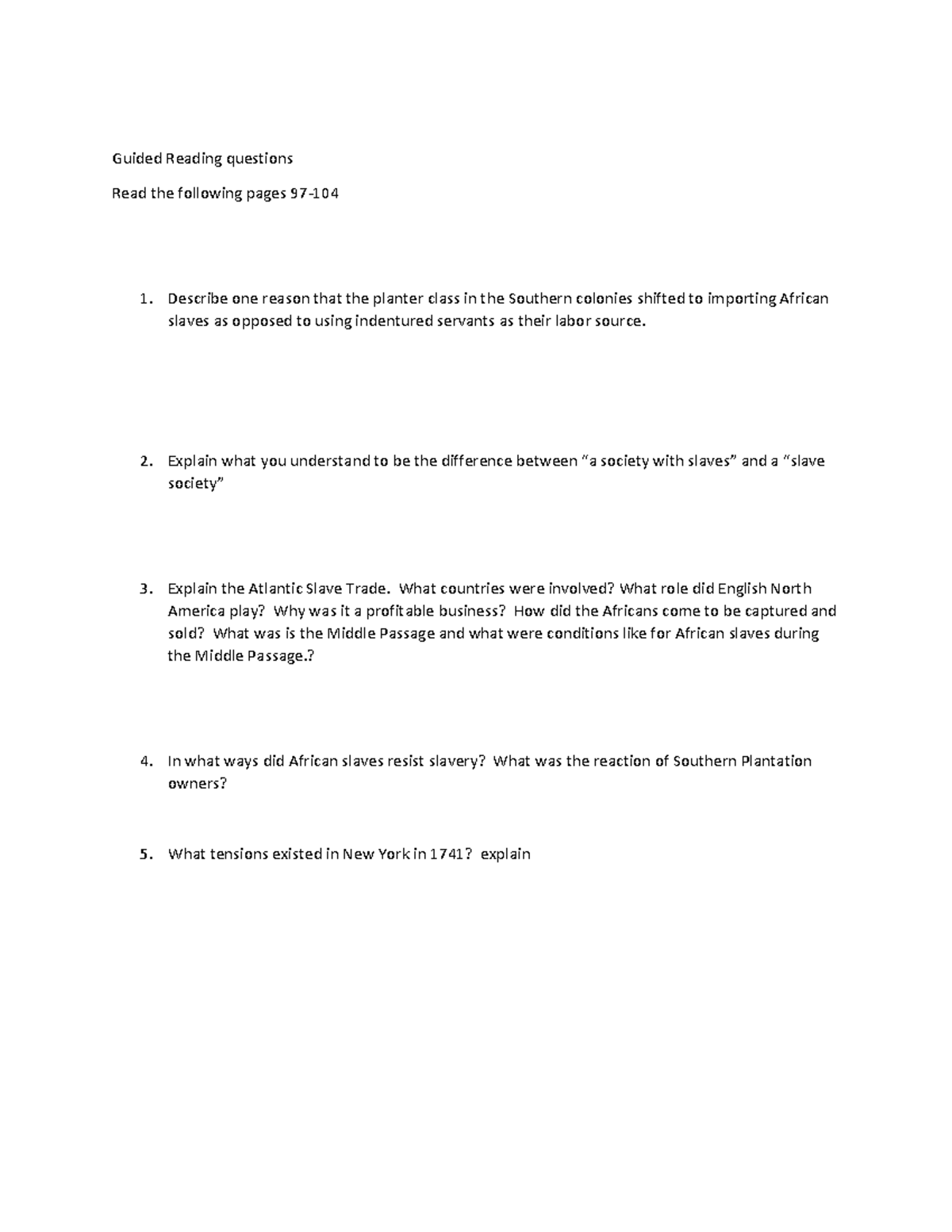 Apush Guided Reading 4 - Guided Reading Questions Read The Following ...