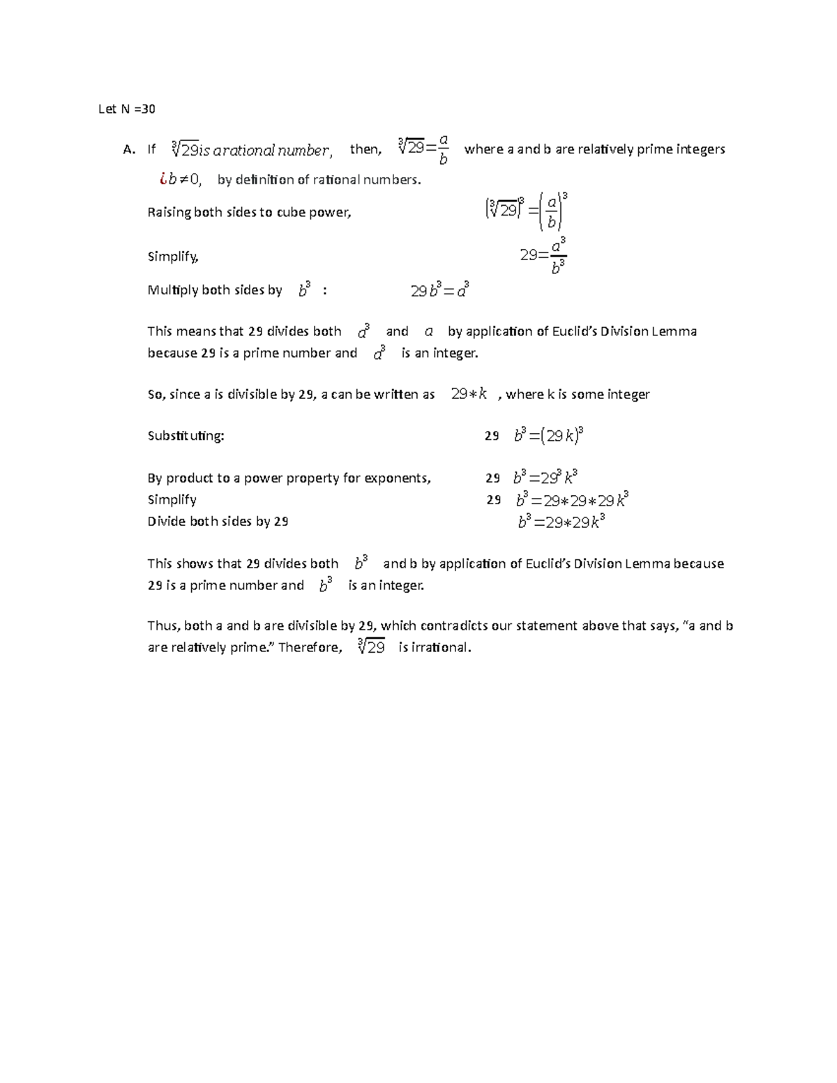 Task 1 Performance Assessment - Let N = A. If √ 329 is a rational ...