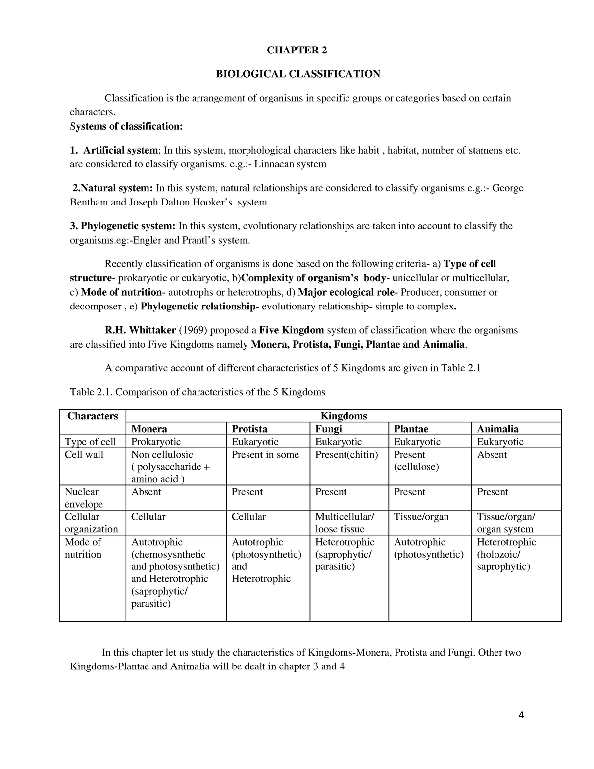 Chap 04 - Good - CHAPTER 2 BIOLOGICAL CLASSIFICATION Classification Is ...