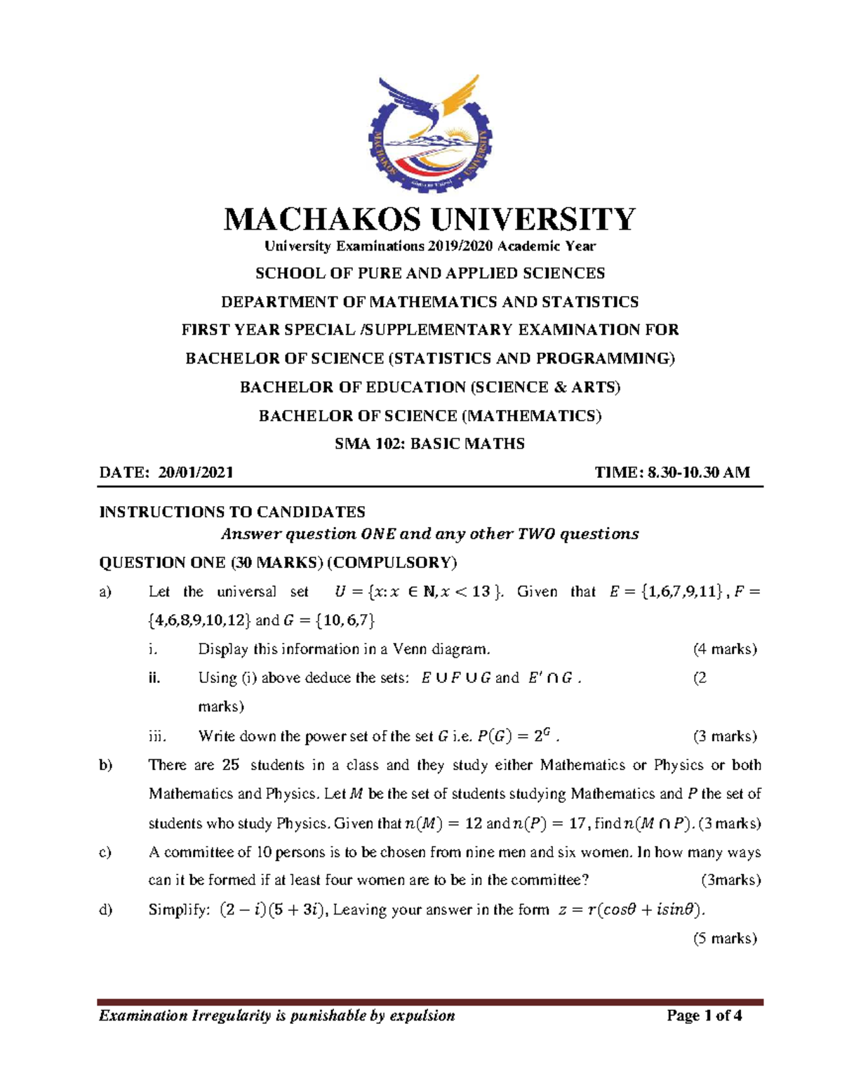 SMA 102 Basic Maths - The paper also addresses factors that should be ...