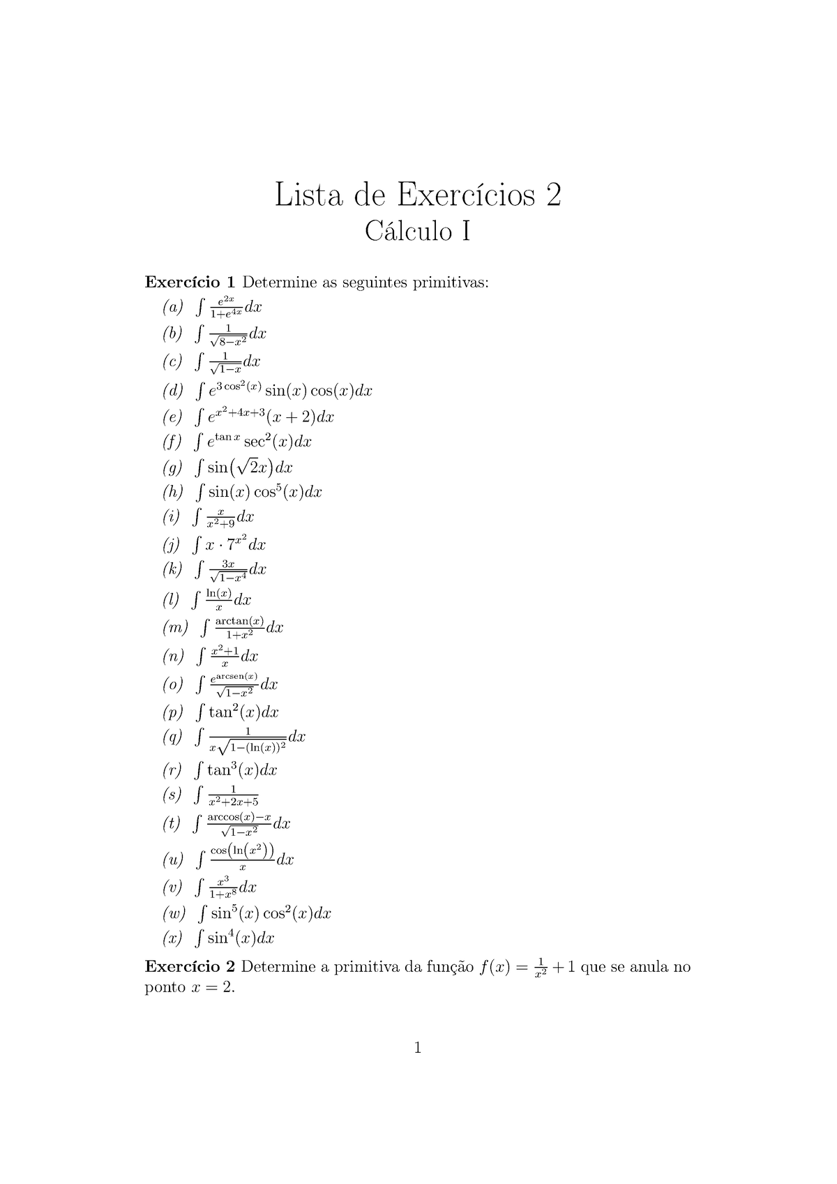 Lista De Exercícios 2 - Exercicios De Calculo - Lista De Exercícios 2 ...