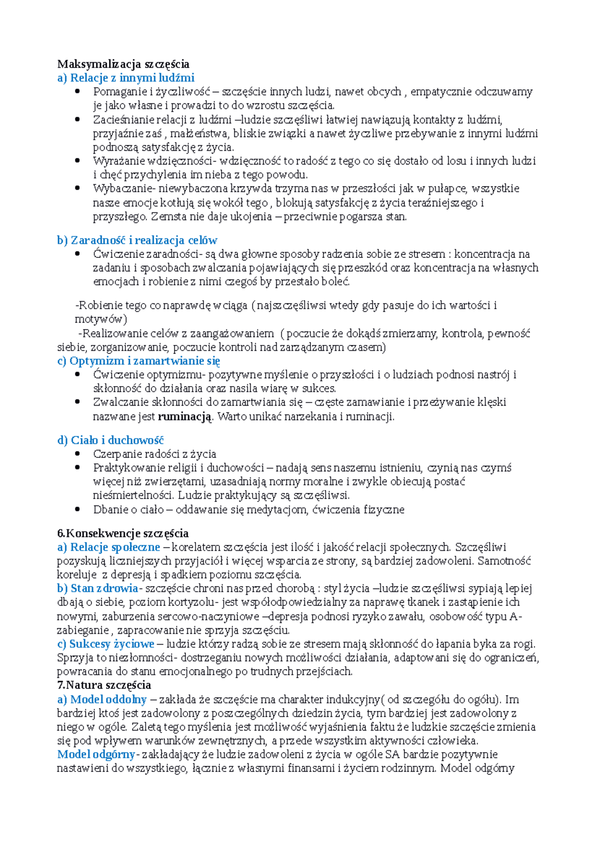 Maksymalizacja szczęścia - Maksymalizacja szczęścia a) Relacje z innymi
