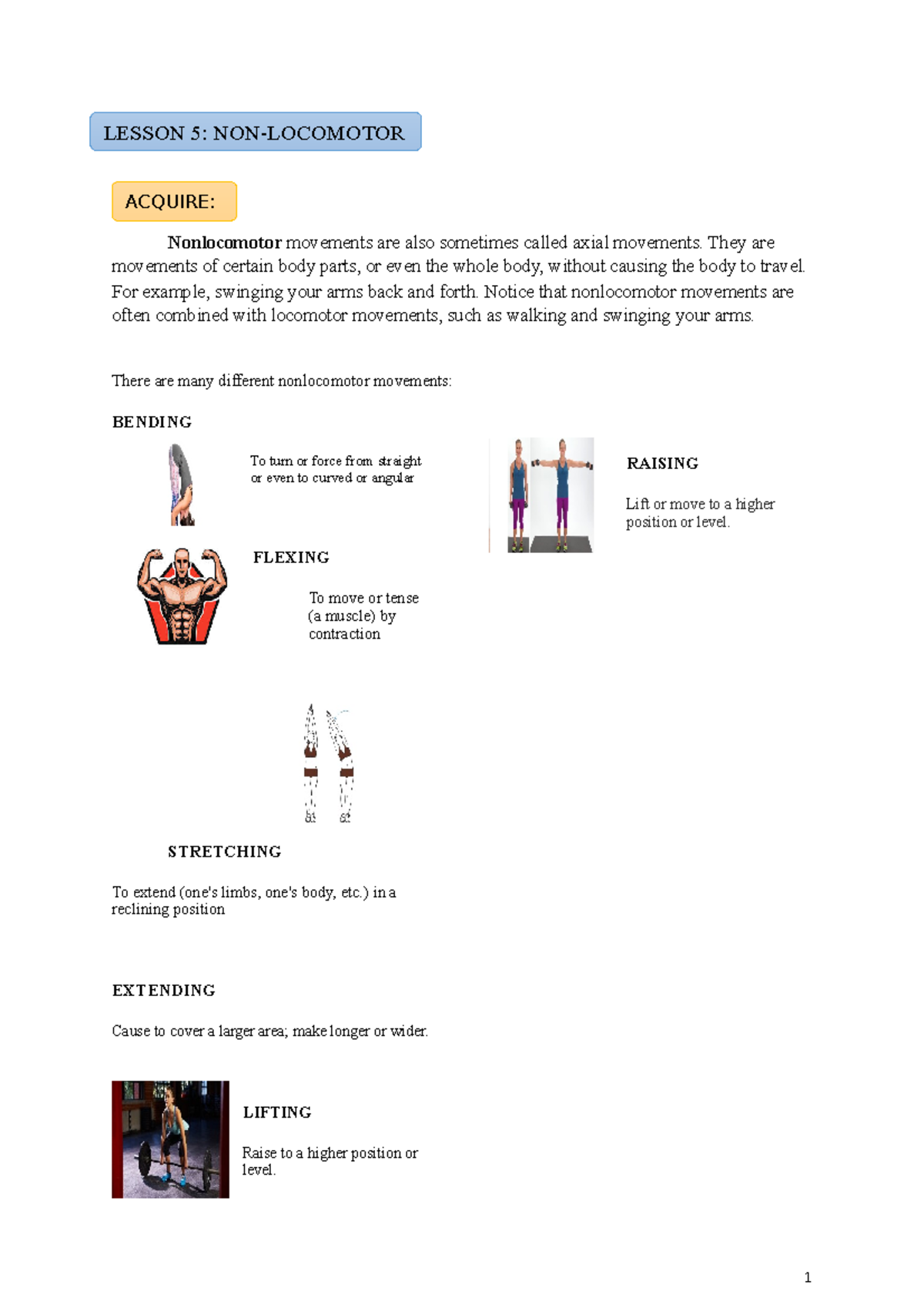 Lesson 5 Movements (Reading) movements are