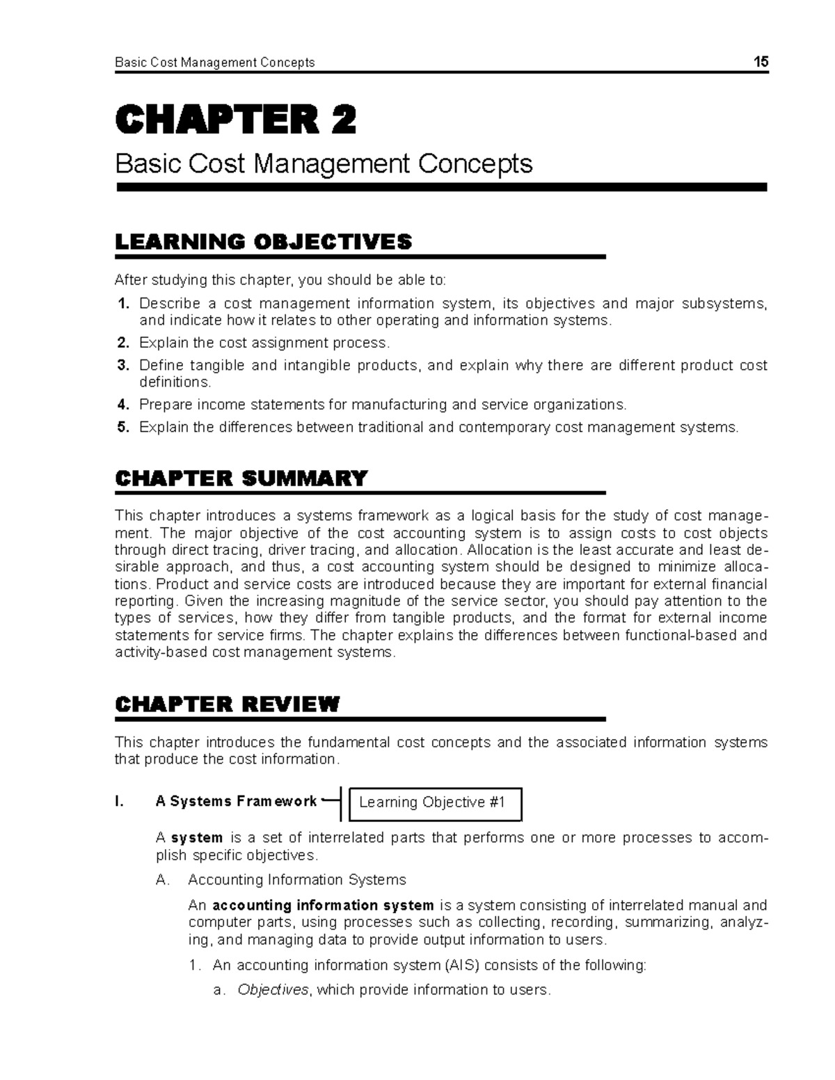 Chapter 02 - acc - CHAPTER 2 Basic Cost Management Concepts LEARNING ...