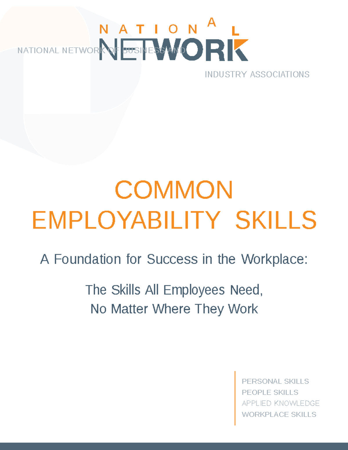 Common Employability Skills033015 NATIONAL NETWORK OF BUSINESS AND