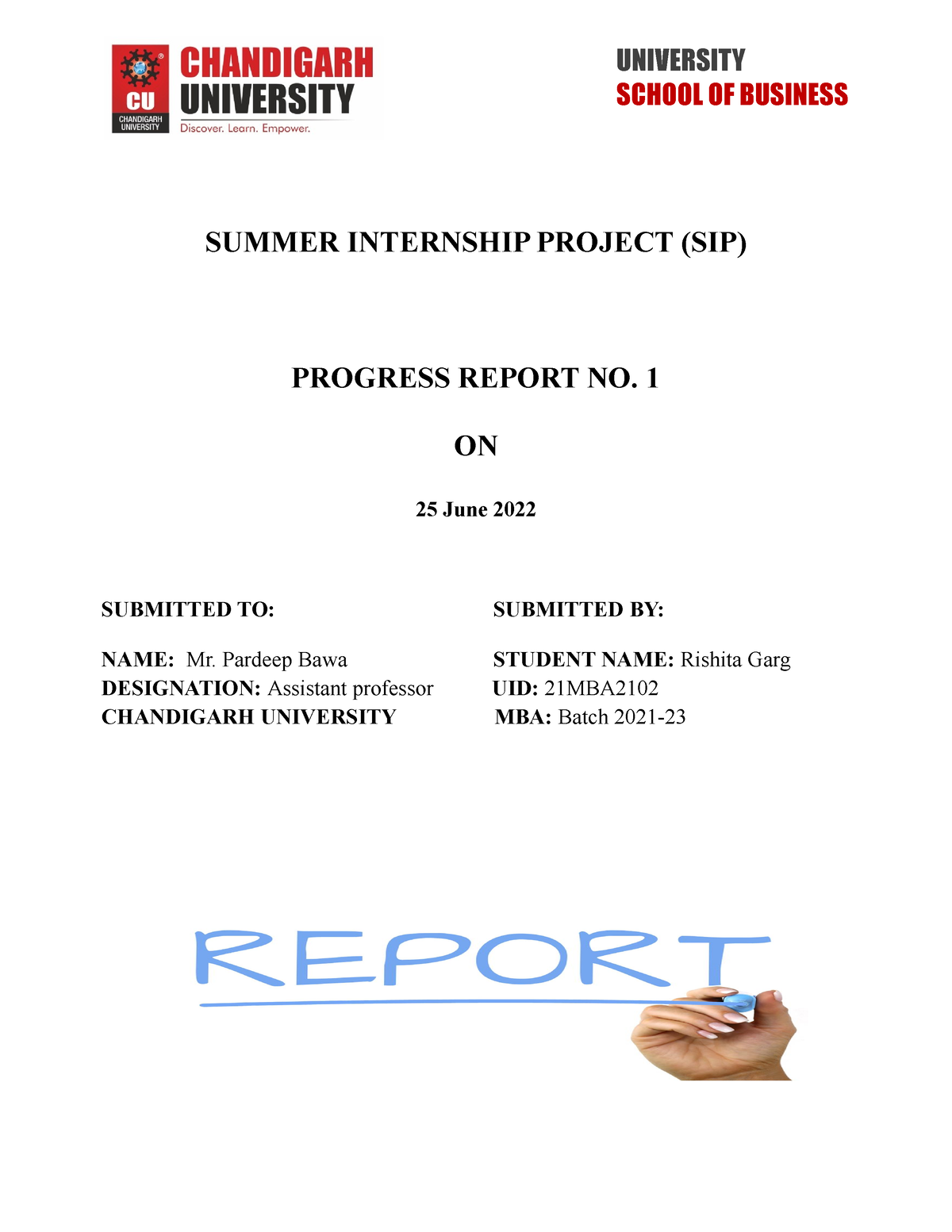 Abc internship report SUMMER INTERNSHIP PROJECT (SIP) PROGRESS