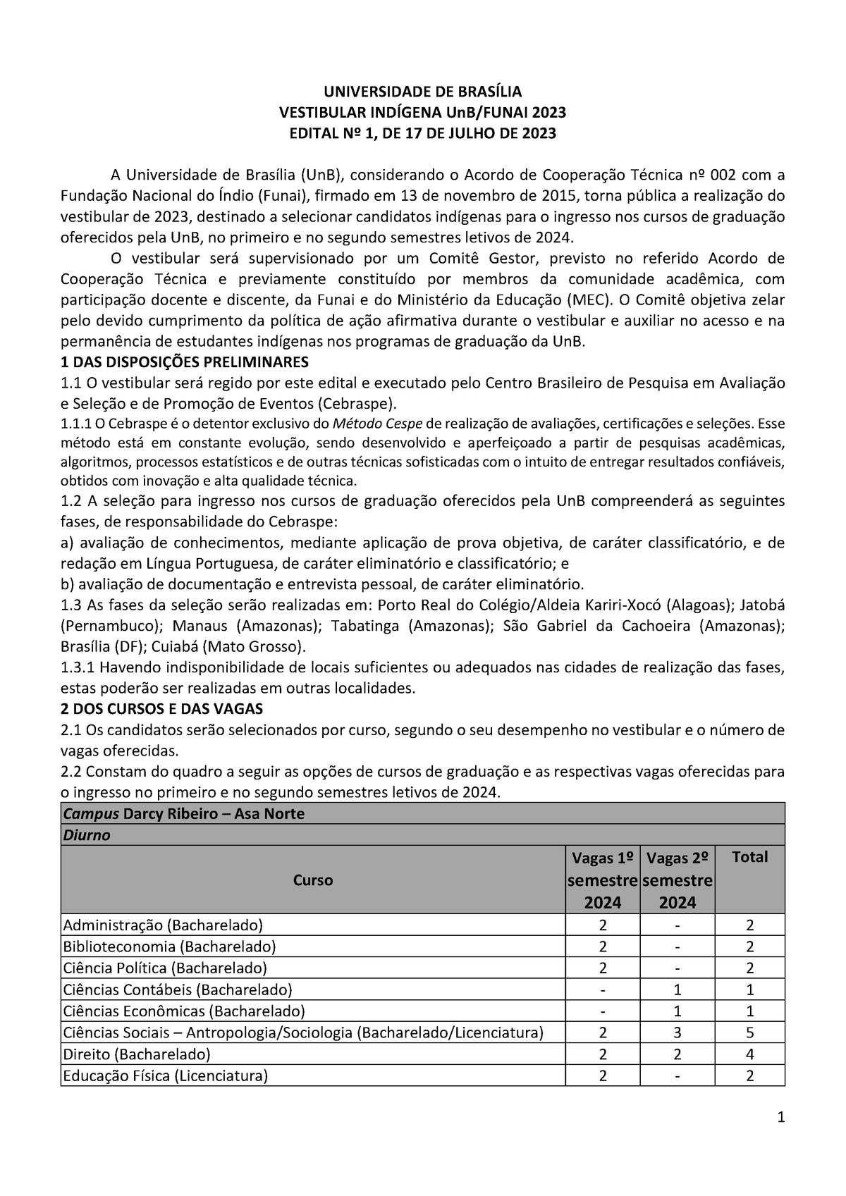 ED 1 Vestunb 23 Indigena Abertura - UNIVERSIDADE DE BRASÕLIA VESTIBULAR ...