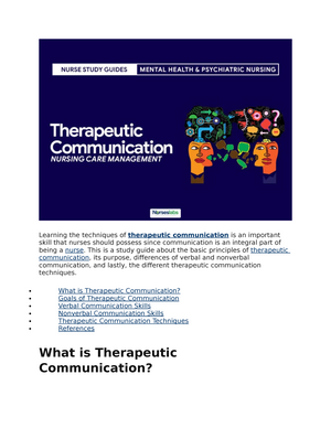 goals of therapeutic communication