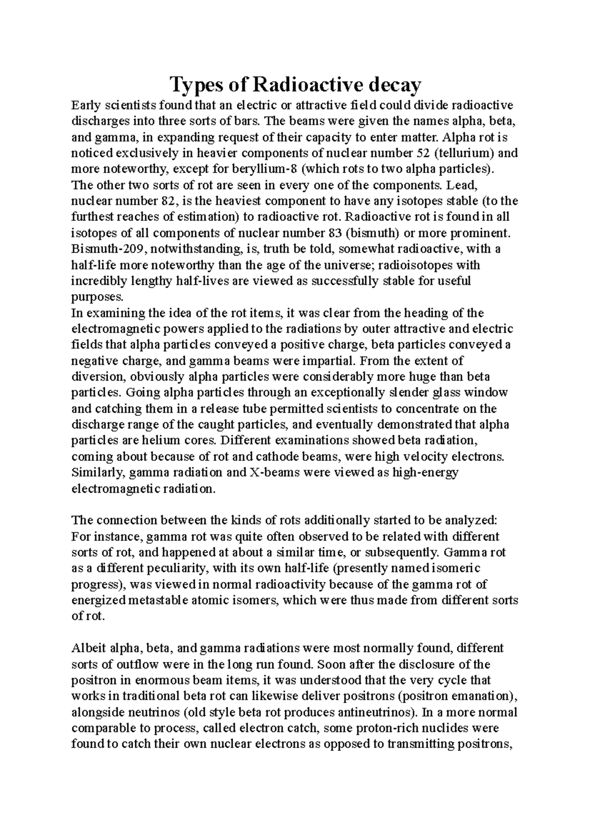 Types of Radioactive decay Types of Radioactive decay Early