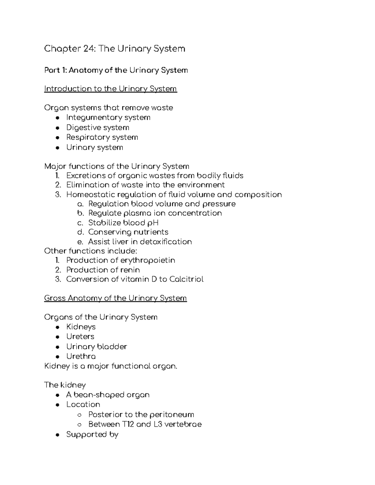 Chapter 24 The Urinary System - Chapter 24: The Urinary System Part 1 ...