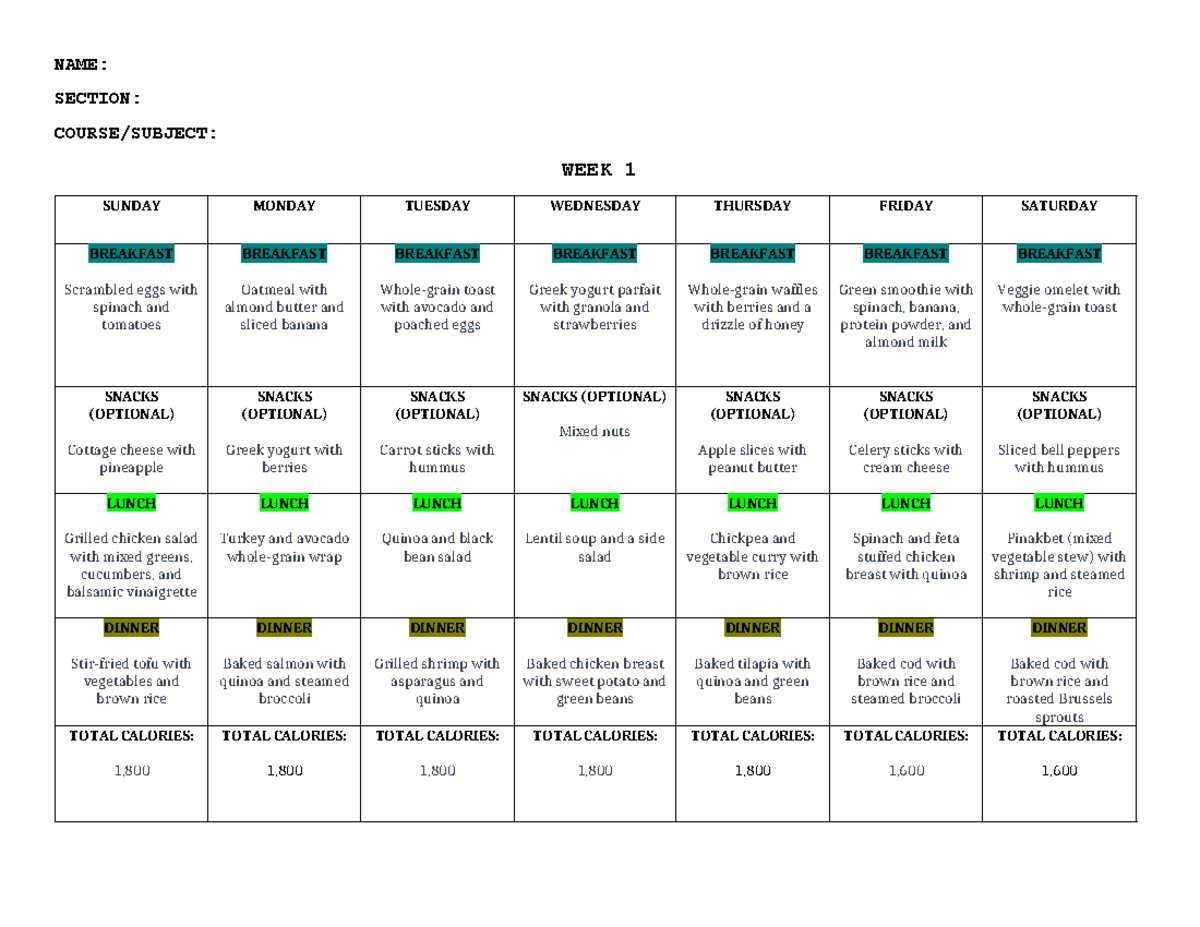 Template-Healthy-Meal-Plan -1008090333 - NAME: SECTION: COURSE/SUBJECT ...