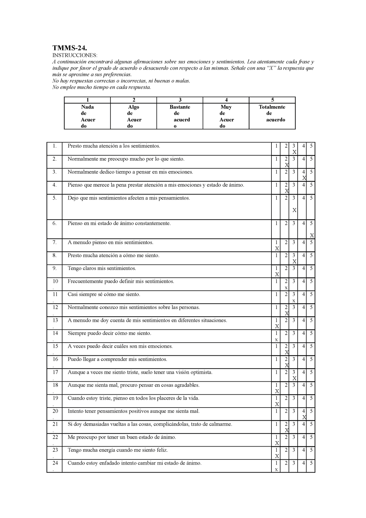 Test De Inteligencia Emocional Tmms24 Tmms 24 Instrucciones A Continuación Encontrará 9222