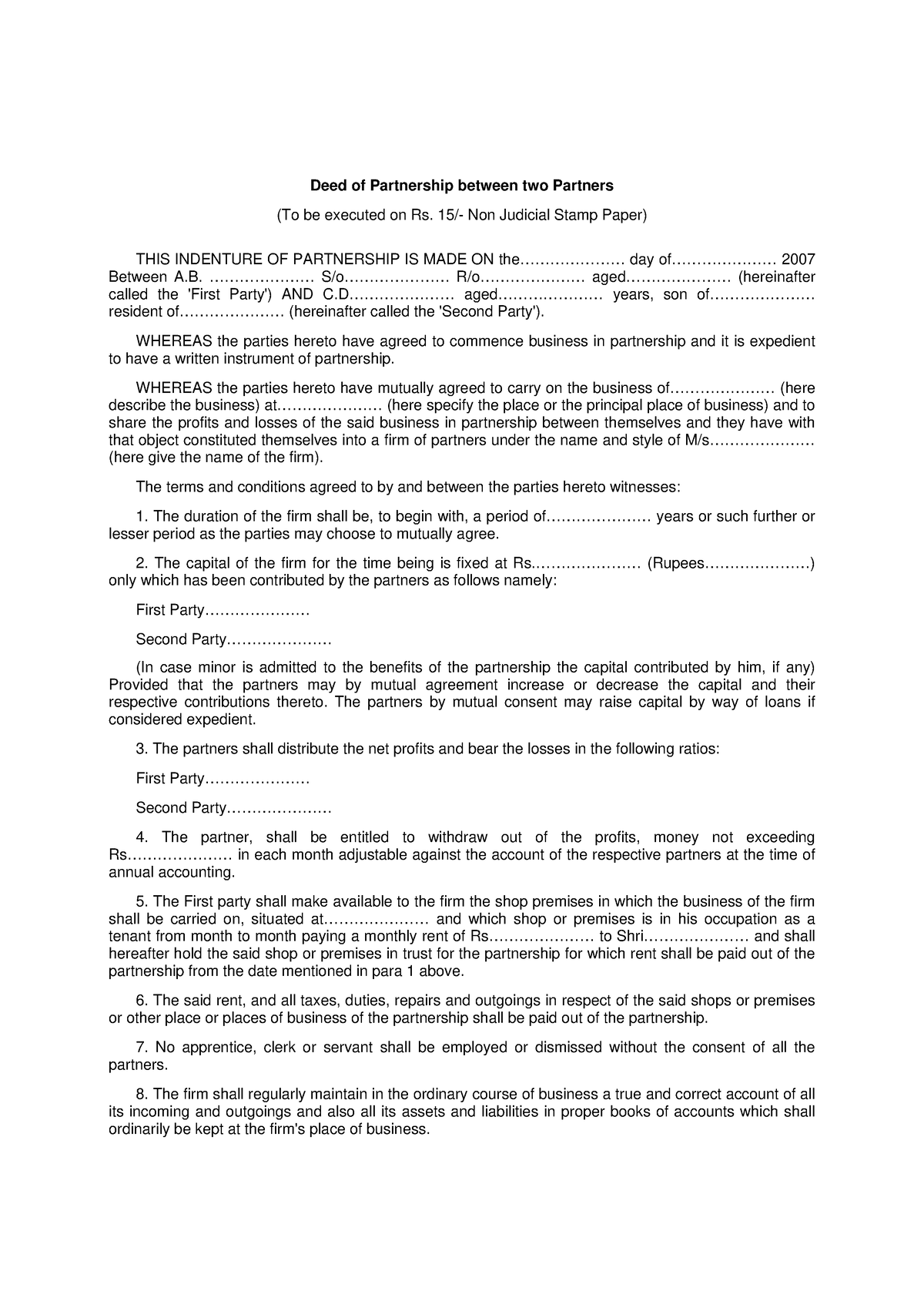 Deed Of Partnership Between Two Partners LLB CCS University Studocu   Thumb 1200 1698 