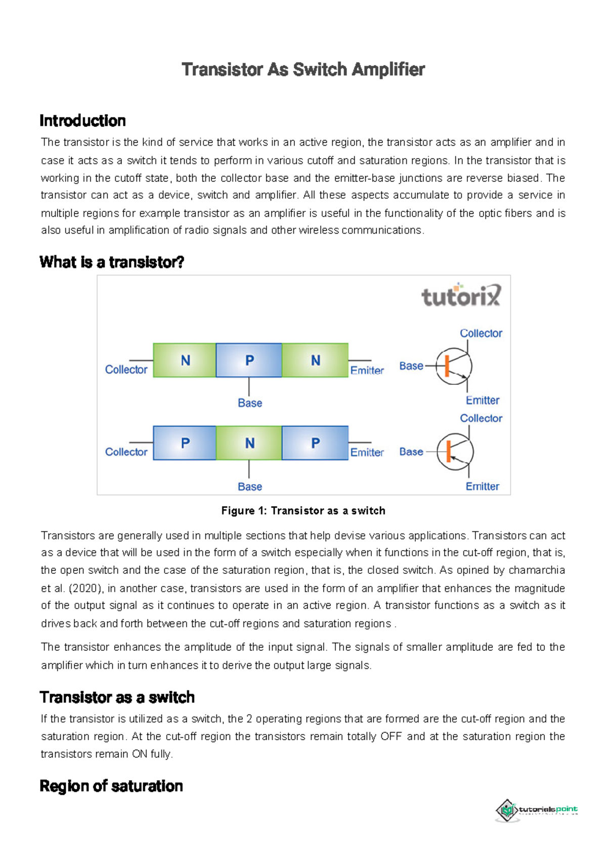 Transistor As Switch Amplifier Transistor As Switch Amplifier
