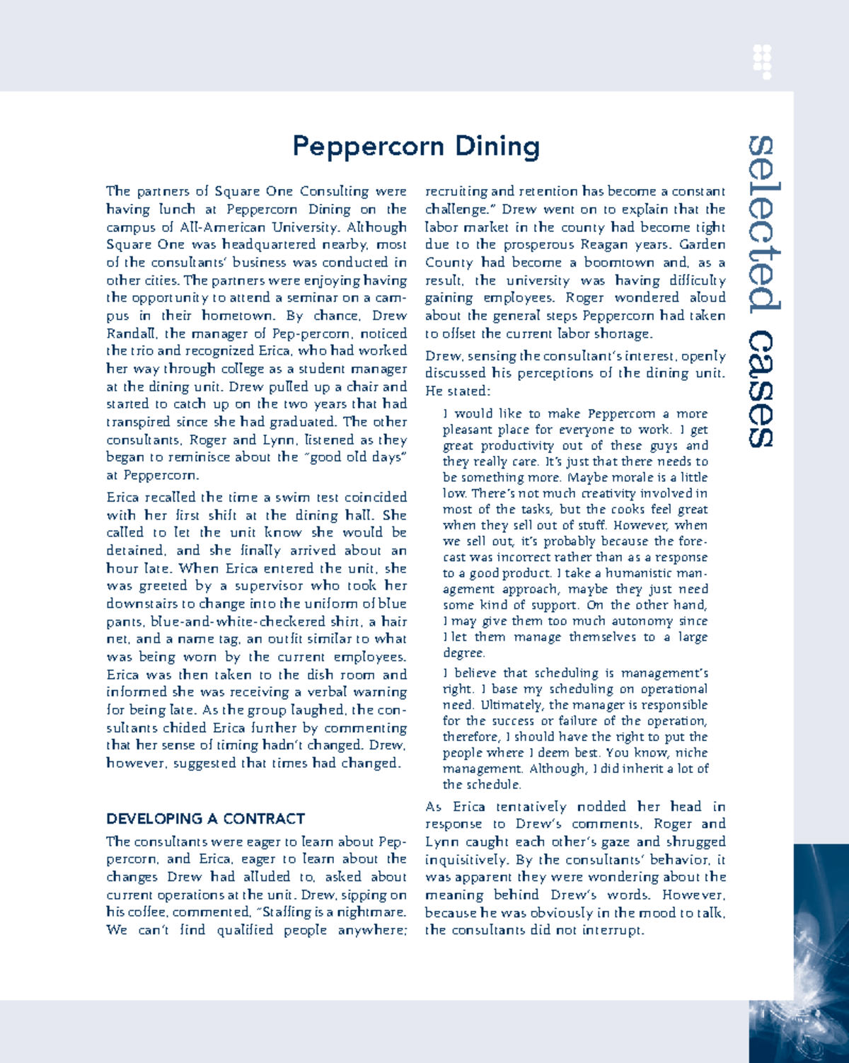 peppercorn dining case study answers