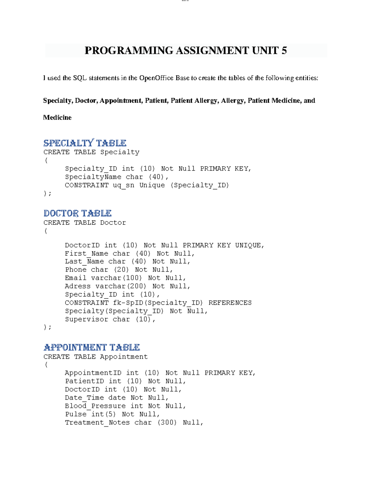 Programming Assignment Unit 5 - LOMoAR CPSD| 20113963 PROGRAMMING ...