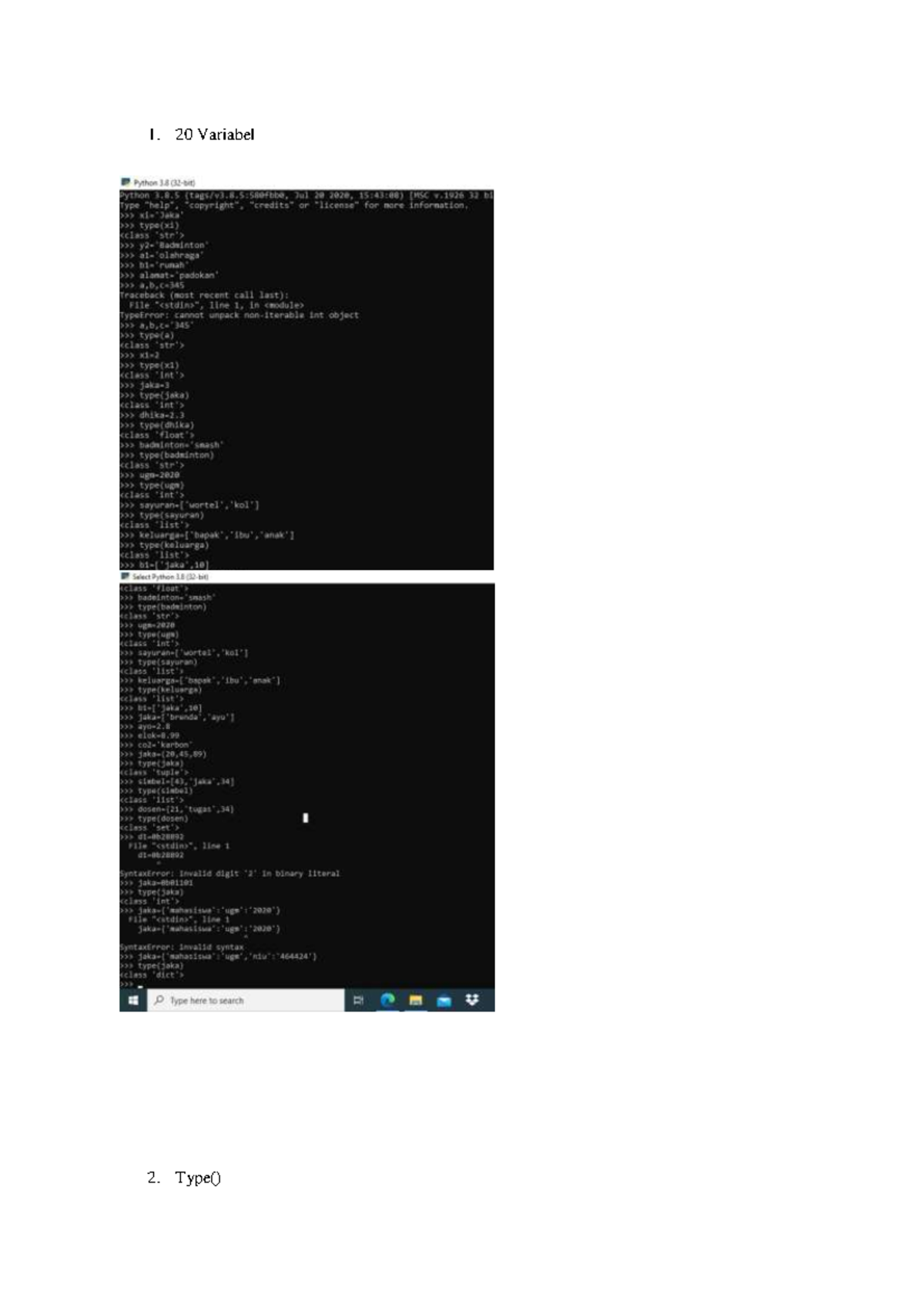 Fungsi-fungsi Python - 1. 20 Variabel 2. Type() No. Perintah Python ...