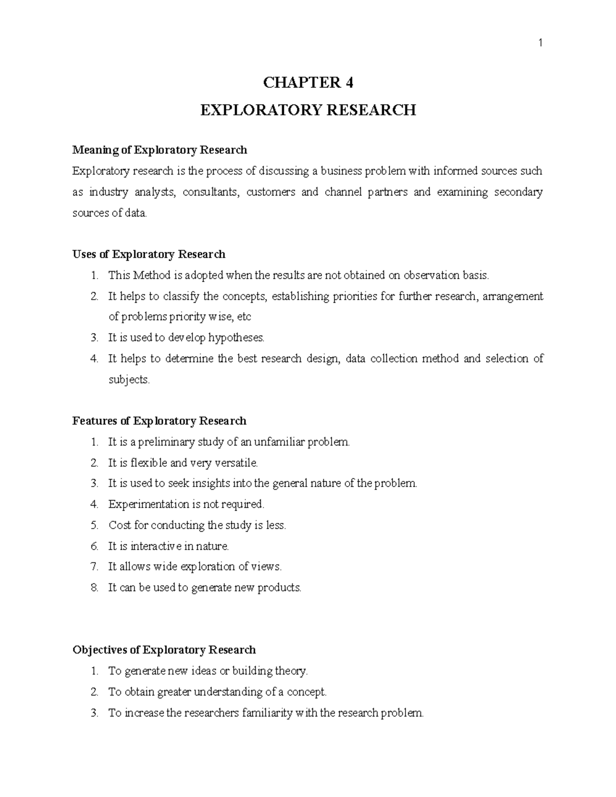 BRM BBA Chapter 4 - CHAPTER 4 EXPLORATORY RESEARCH Meaning Of ...