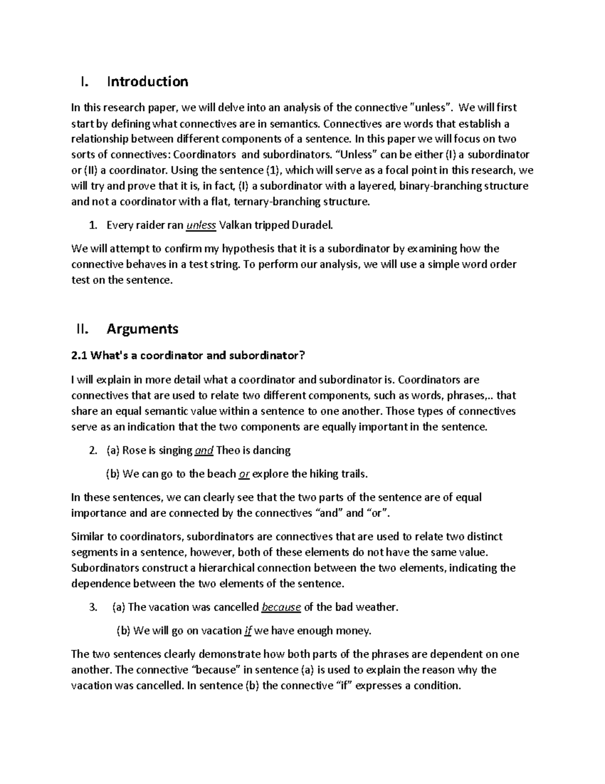 Mini-paper 2 connectives - I. Introduction In this research paper, we ...