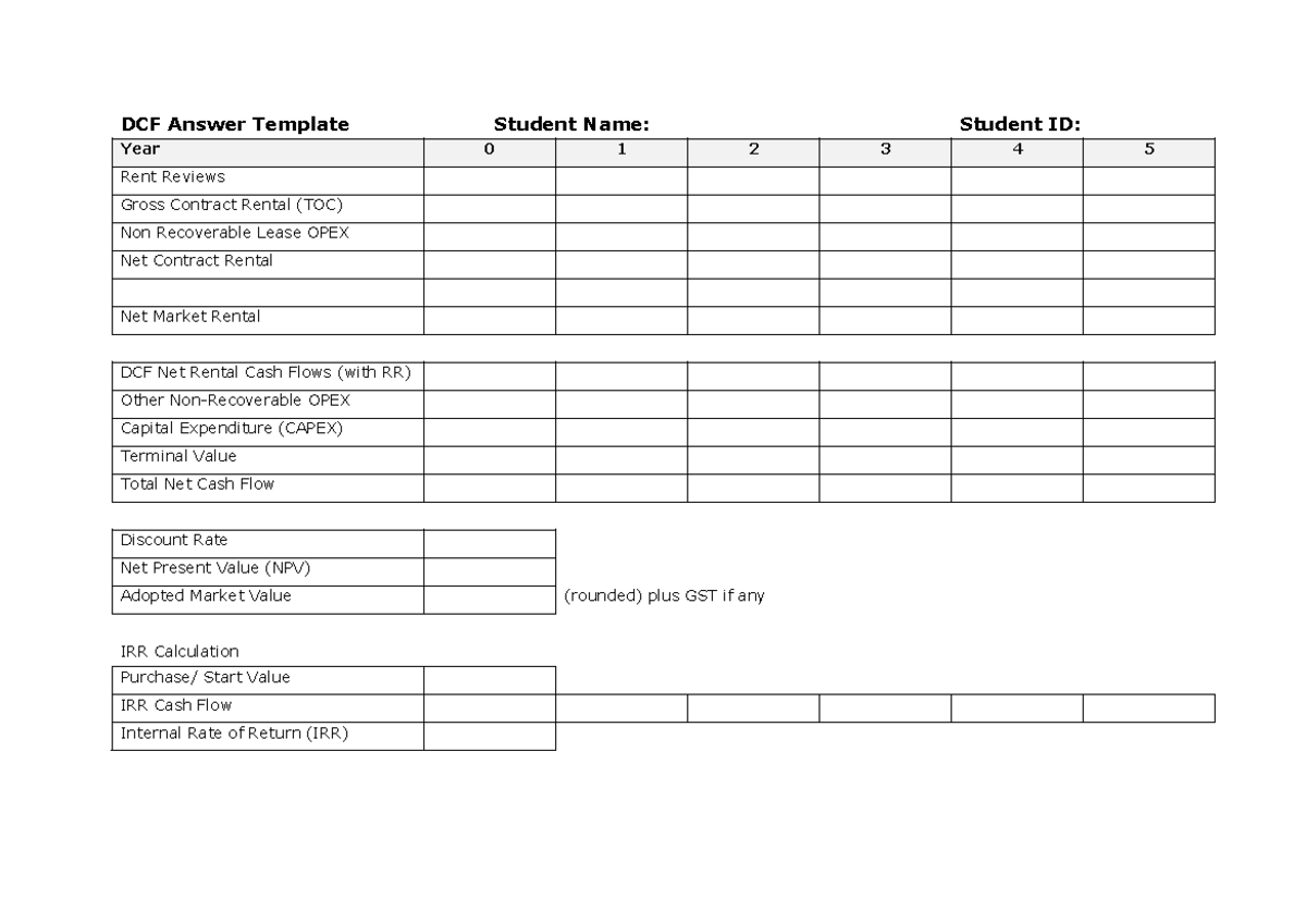 DCF Answer Template - Studocu