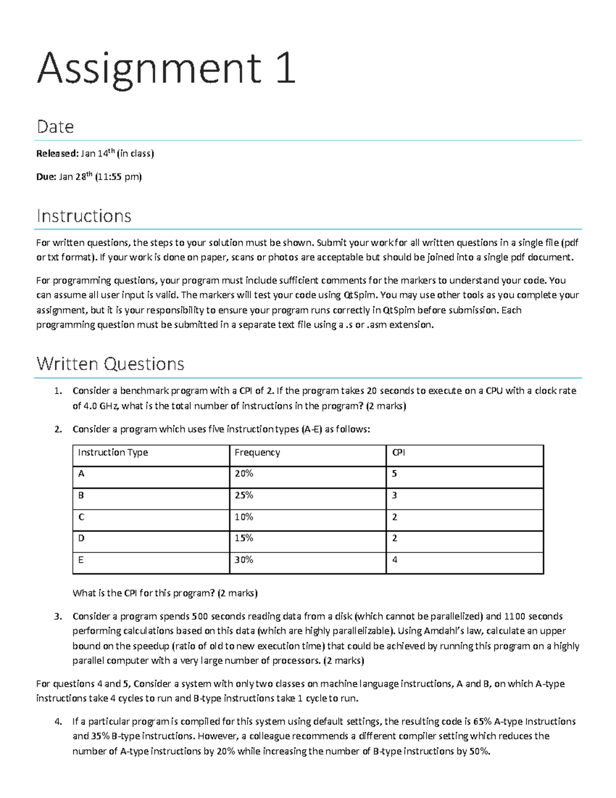 first class assignment example