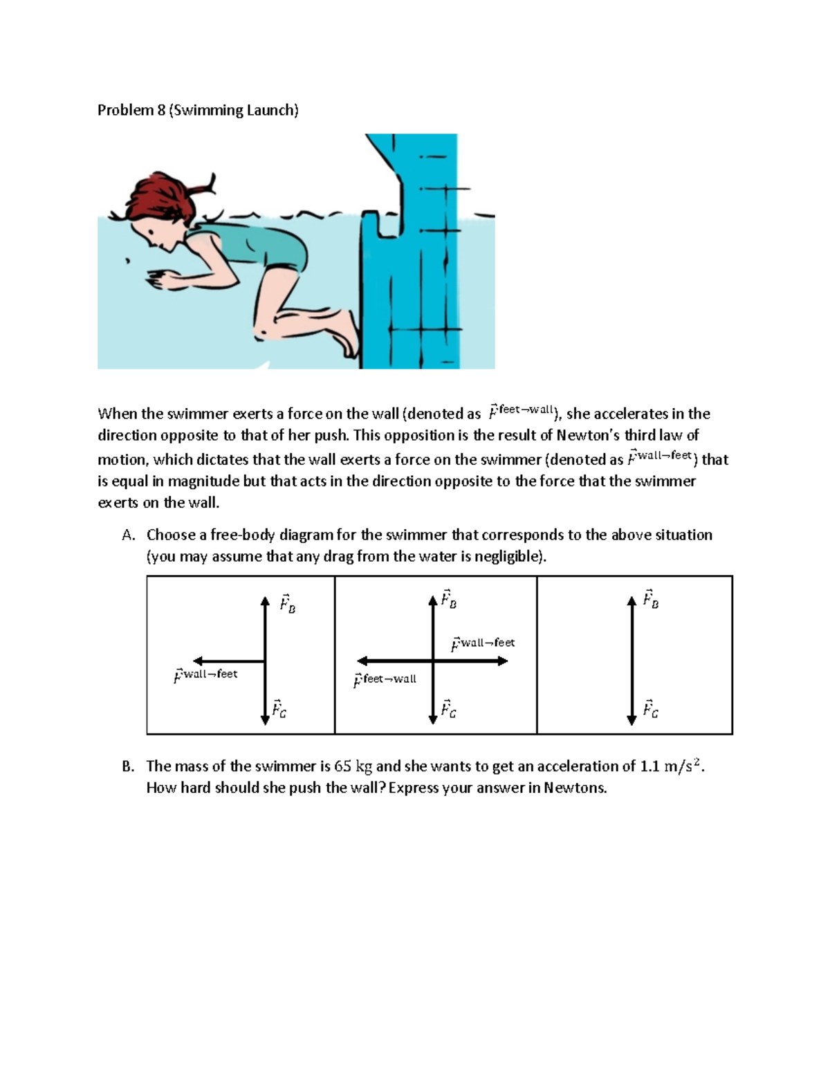 PhysicsHW1611000A #3 Practice Problems. - Problem 8 (Swimming Launch ...