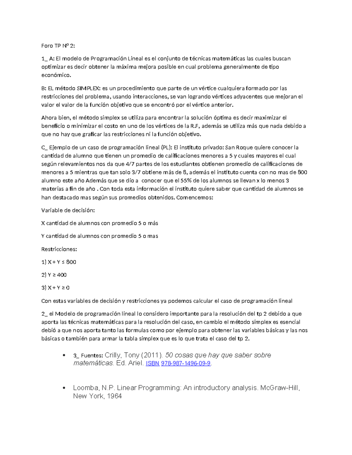 Foro TP N 2 H - Foro del tp 3 herramientas matemáticas 4 - Foro TP N° 2 ...