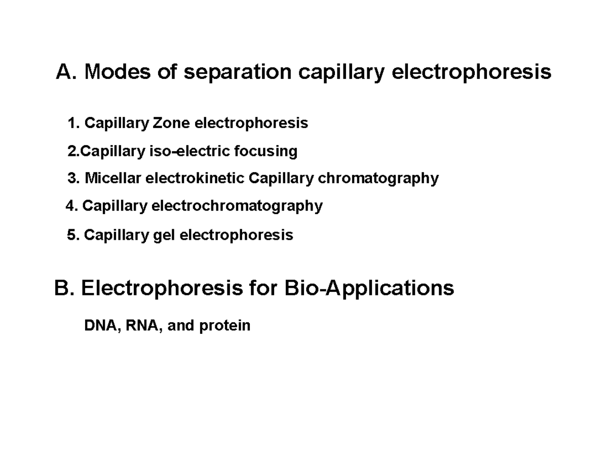 Electrophoresis and its types - A. Modes of separation capillary ...