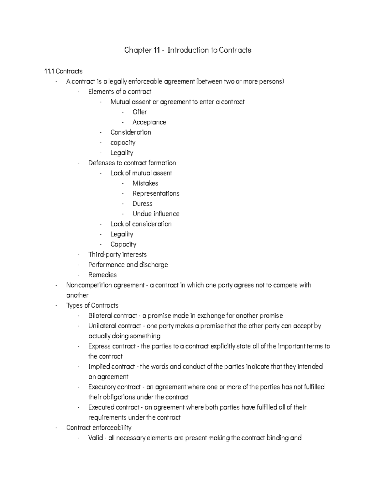 Chapter 11 Introduction To Contracts Chapter 11 Introduction To