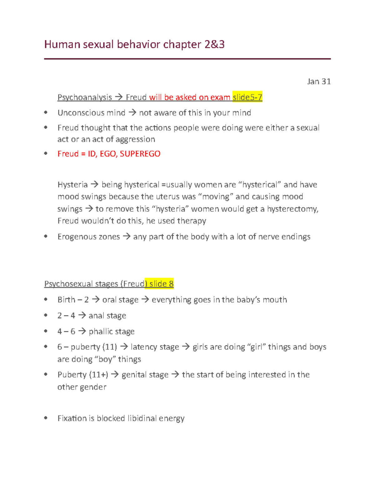 Human sexual behavior Notes - Human sexual behavior chapter 2& Jan 31 ...