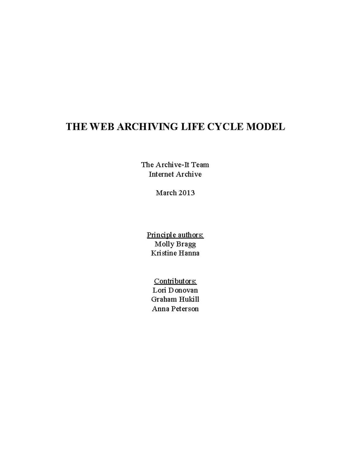 T Jr Iy T 3e ADe D - None - THE WEB ARCHIVING LIFE CYCLE MODEL The ...