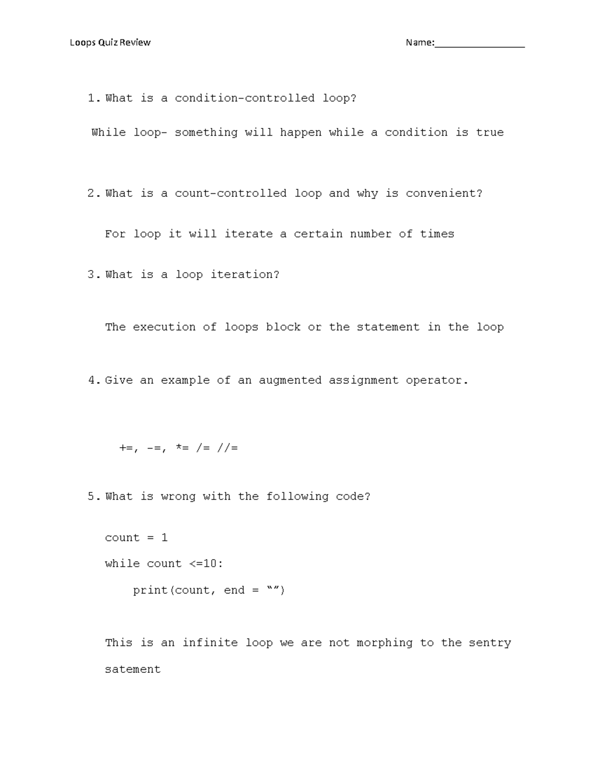 Loops Reviewsp 23 (1) - Test review - What is a condition-controlled ...