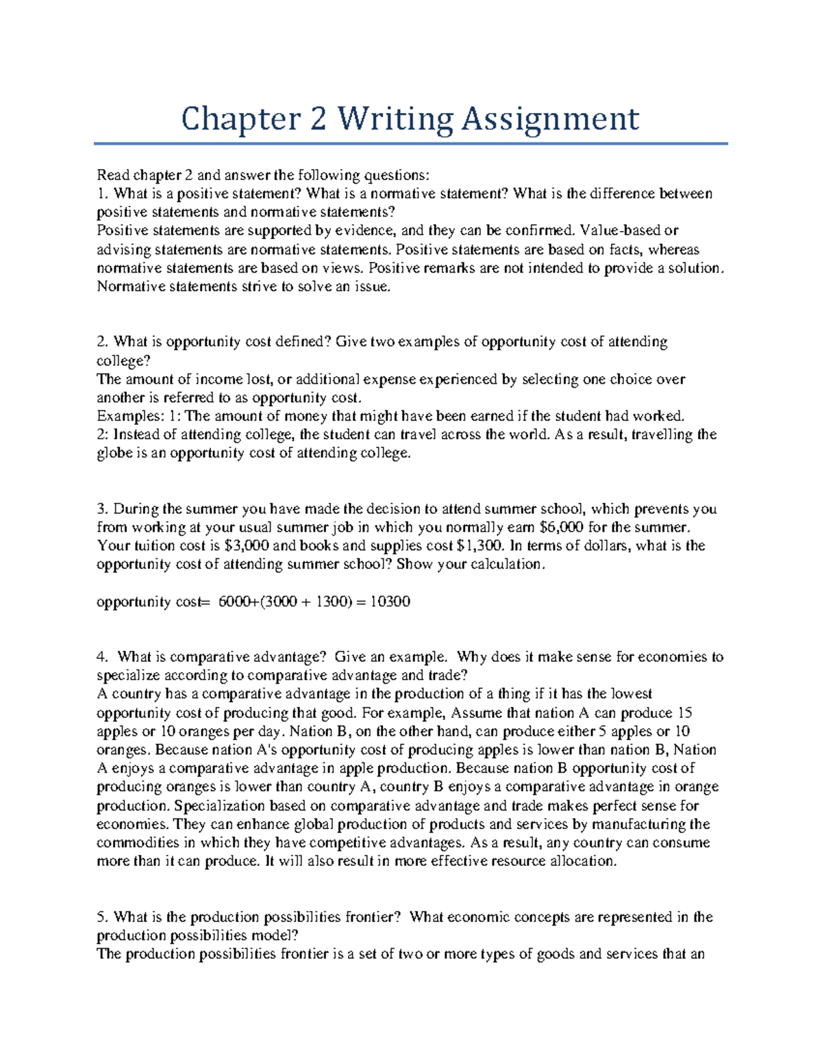 Chapter 2 Writing Assignment - Chapter 2 Writing Assignment Read ...