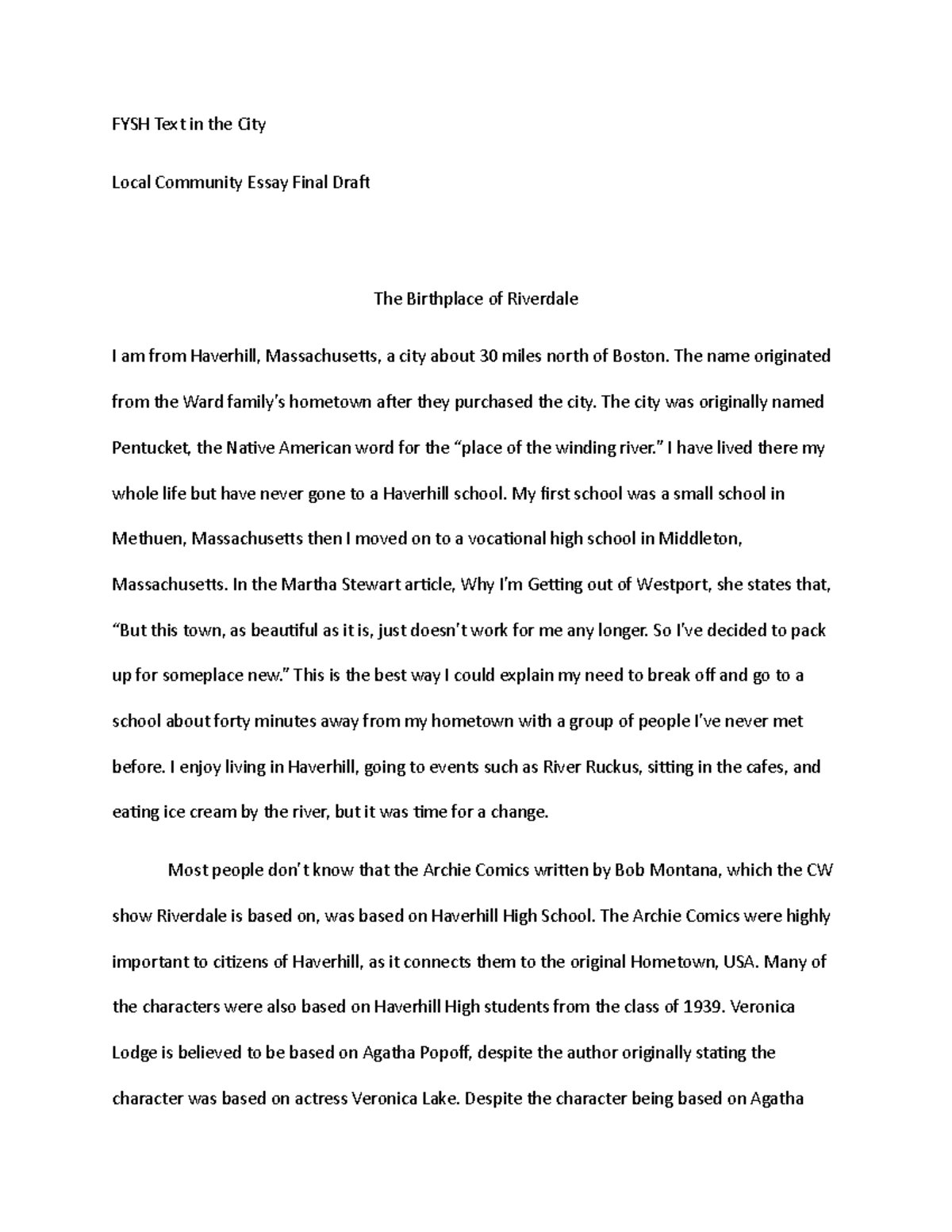 essay about birthplace